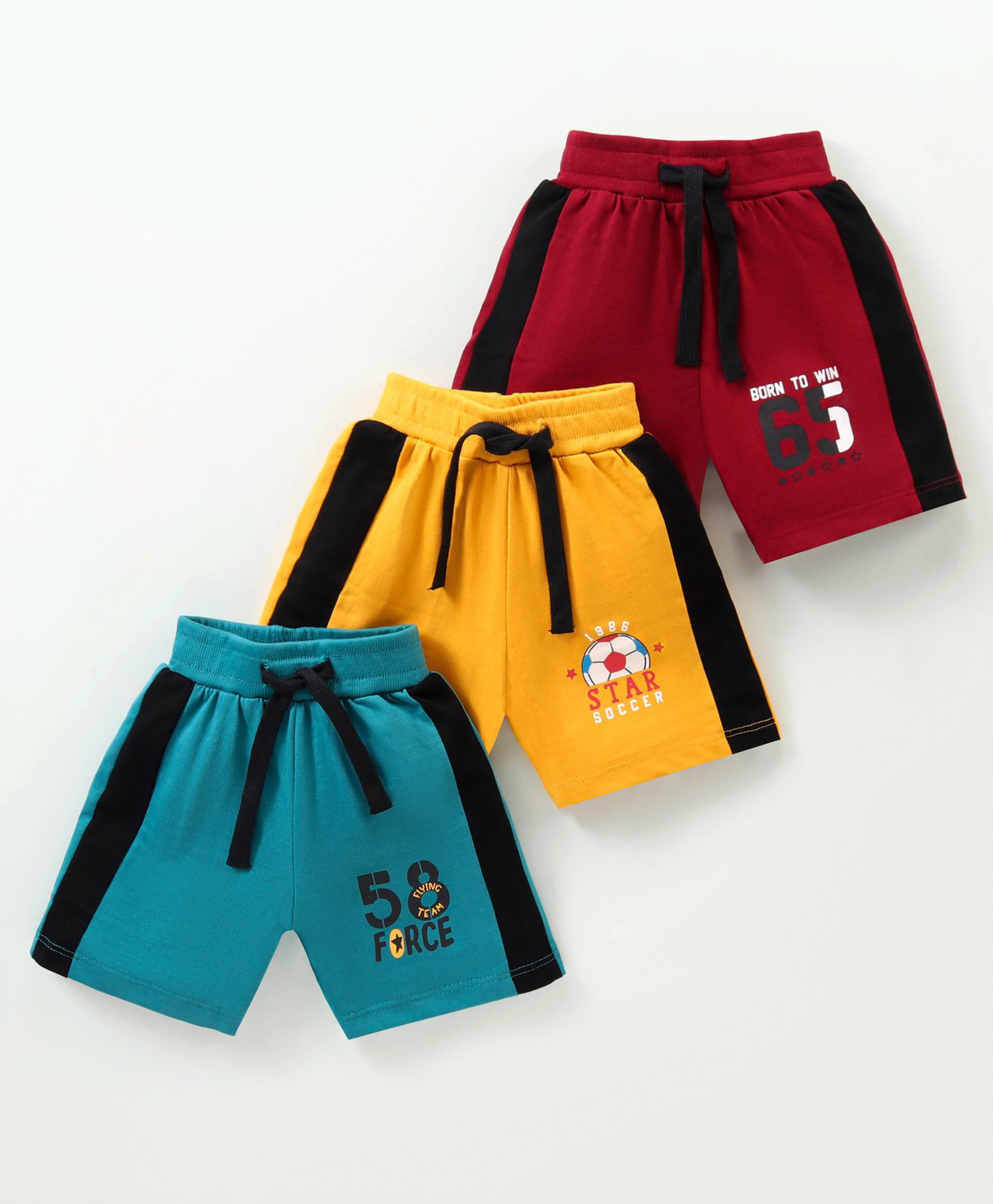 Simply Sinker Knit Above Knee LengthShorts Text Print Pack of 3 - Multicolour-picture-18