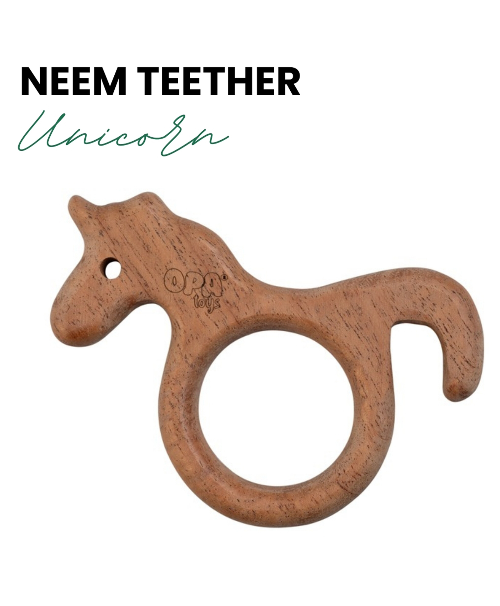 opa toys Wooden Unicorn Neem Teether (1 piece)-picture-11