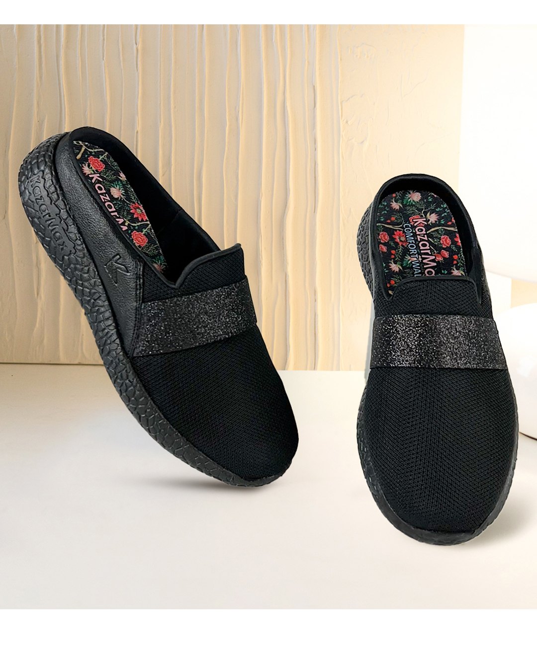 KazarMax Shimmering Mesh Design Shoes - Black-picture-26