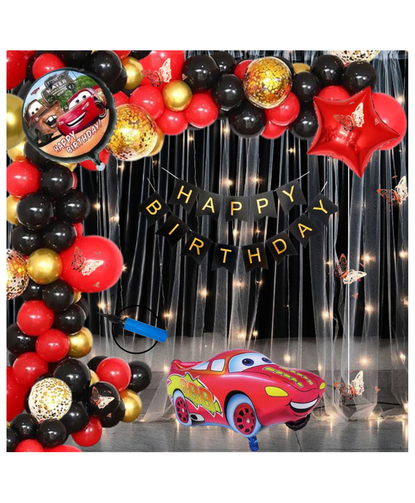 Puchku Premium Happy Birthday Car Foil balloon Set for first 1st birthday Theme boy kids ( pack of 82   Multicolor)-image-46