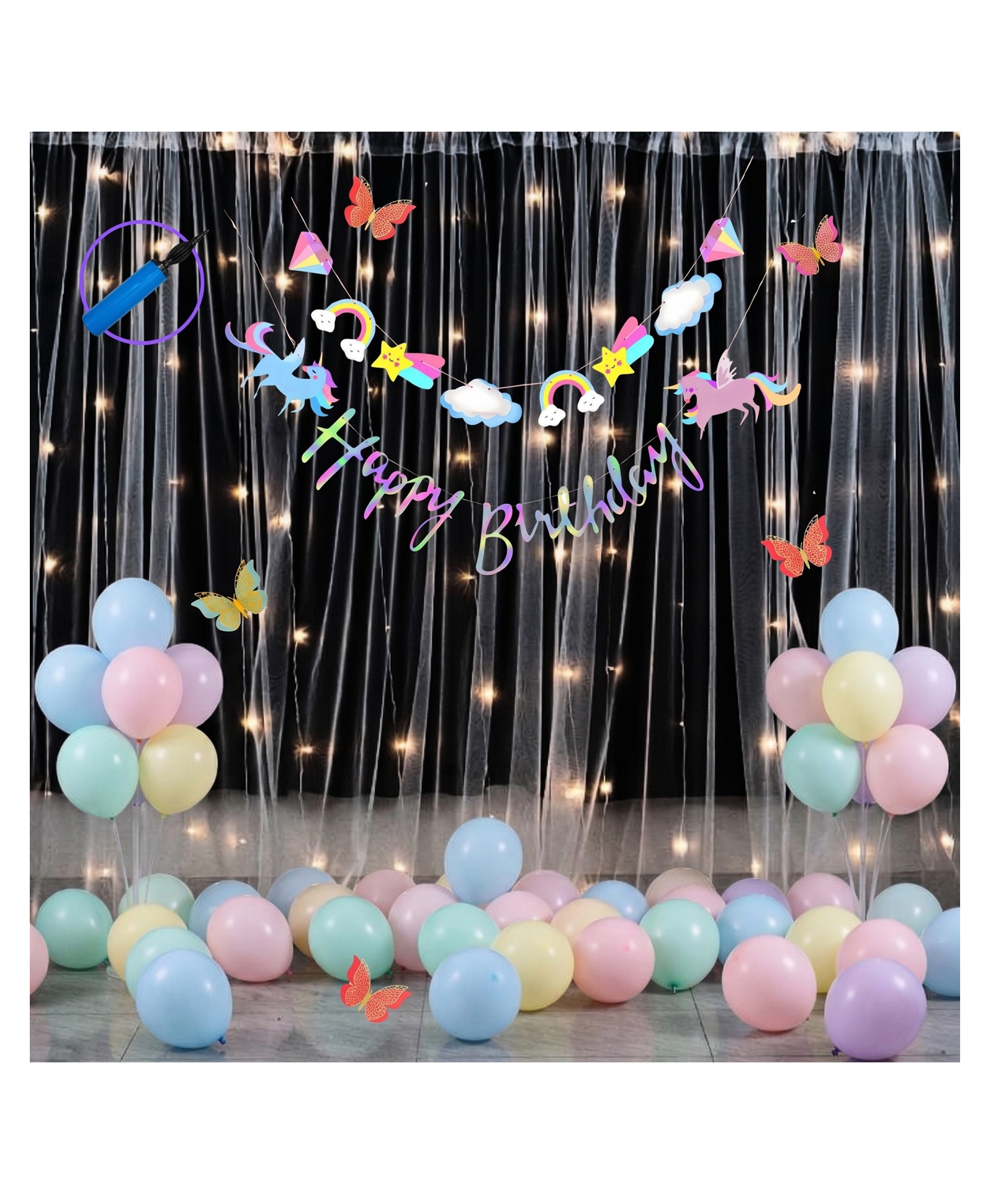 Puchku Premium Happy Birthday kitty foil Balloon Set with sash for first 1st birthday Theme girls kids ( pack of 51  Multicolor)-image-38