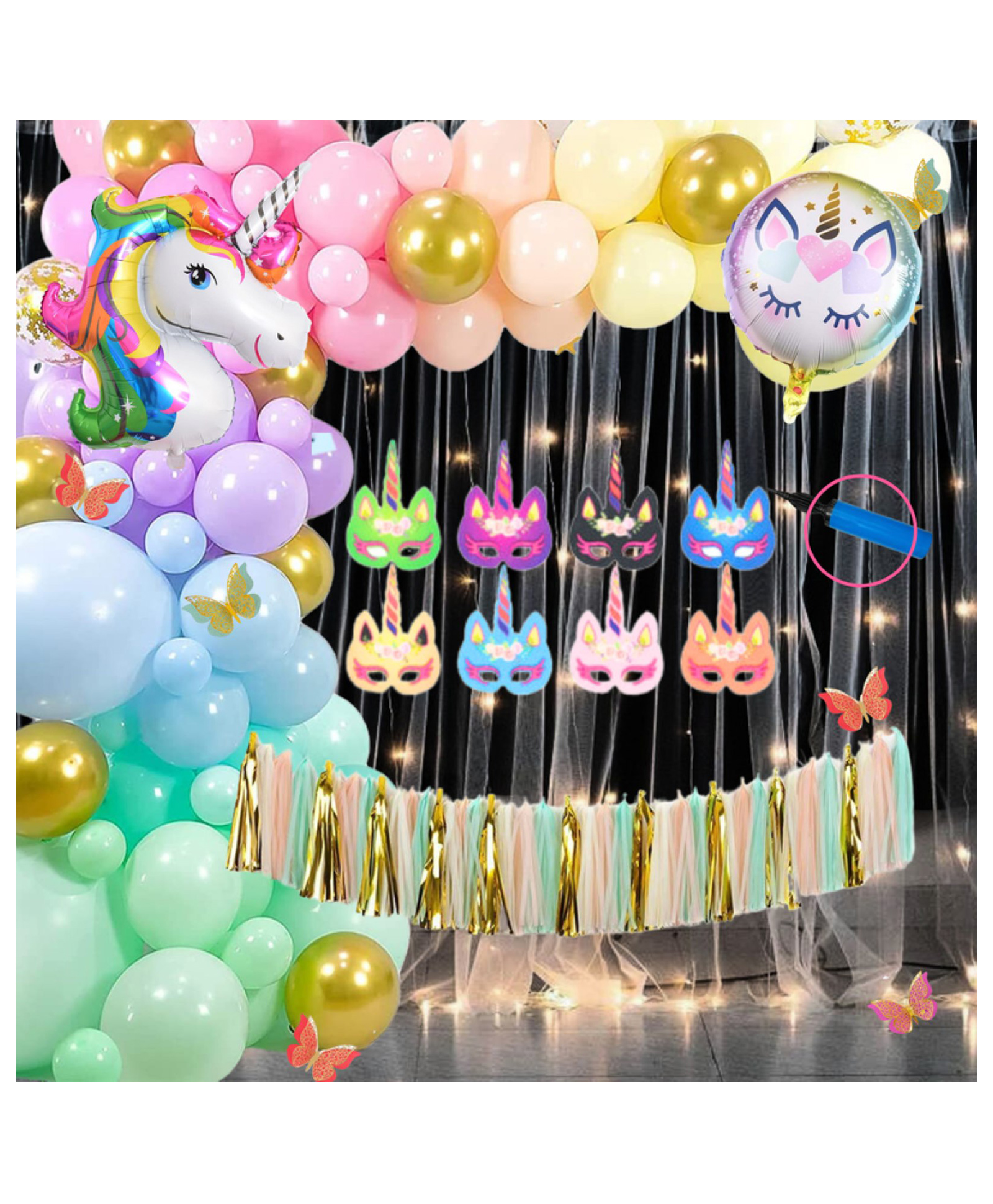 Puchku Premium Happy Birthday Foil balloon Set for first 1st birthday Unicorn Theme girl kids ( pack of 85 Multicolor)-image-39