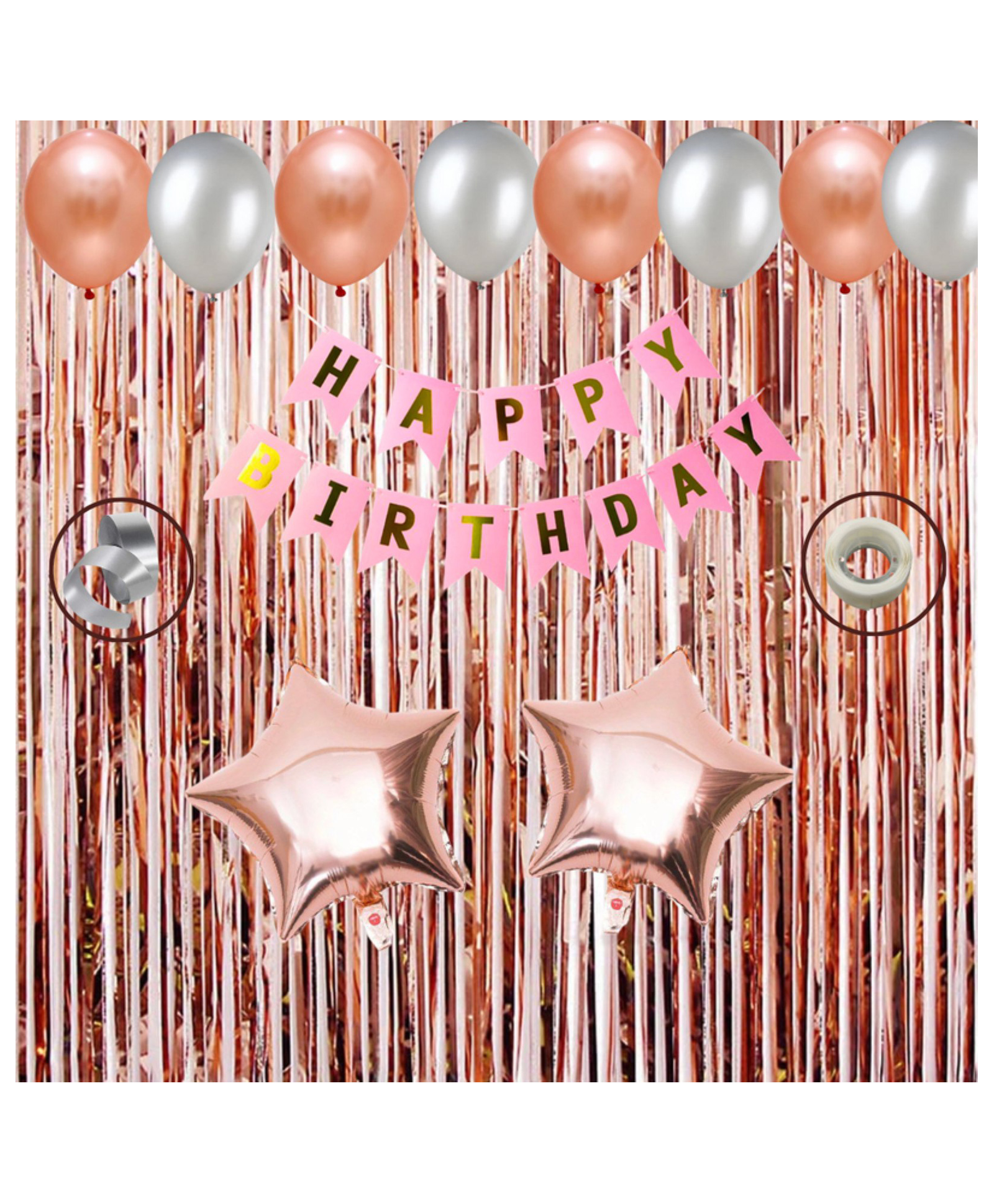 Puchku Happy birthday decoration set rose gold  theme 36 Pcs Combo for kids boys girls 2nd birthday-image-15