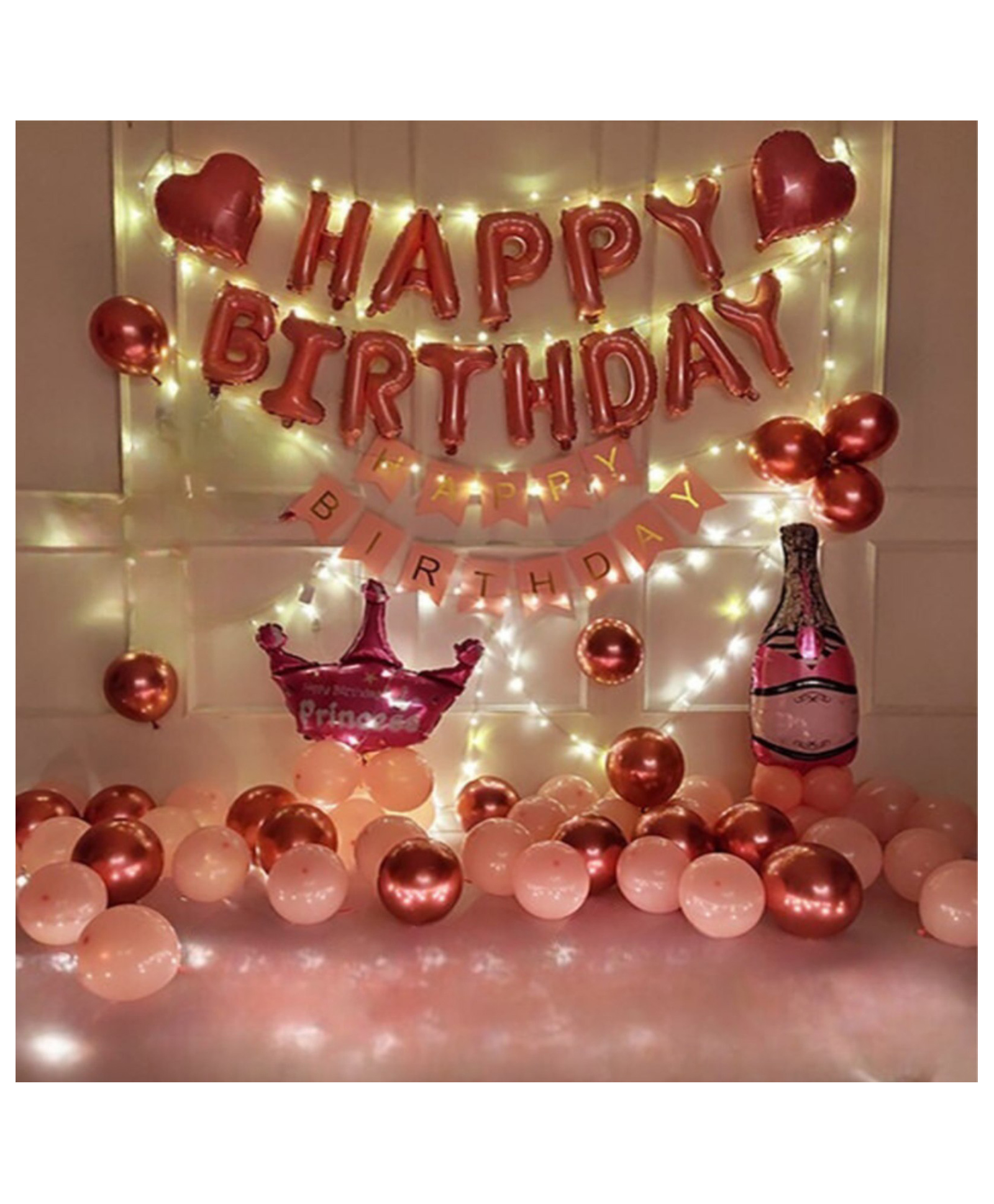 Puchku Happy birthday decoration set rose gold theme 54 Pcs Combo for kids girls  birthday party first 1st  2nd 5th  10th-image-12