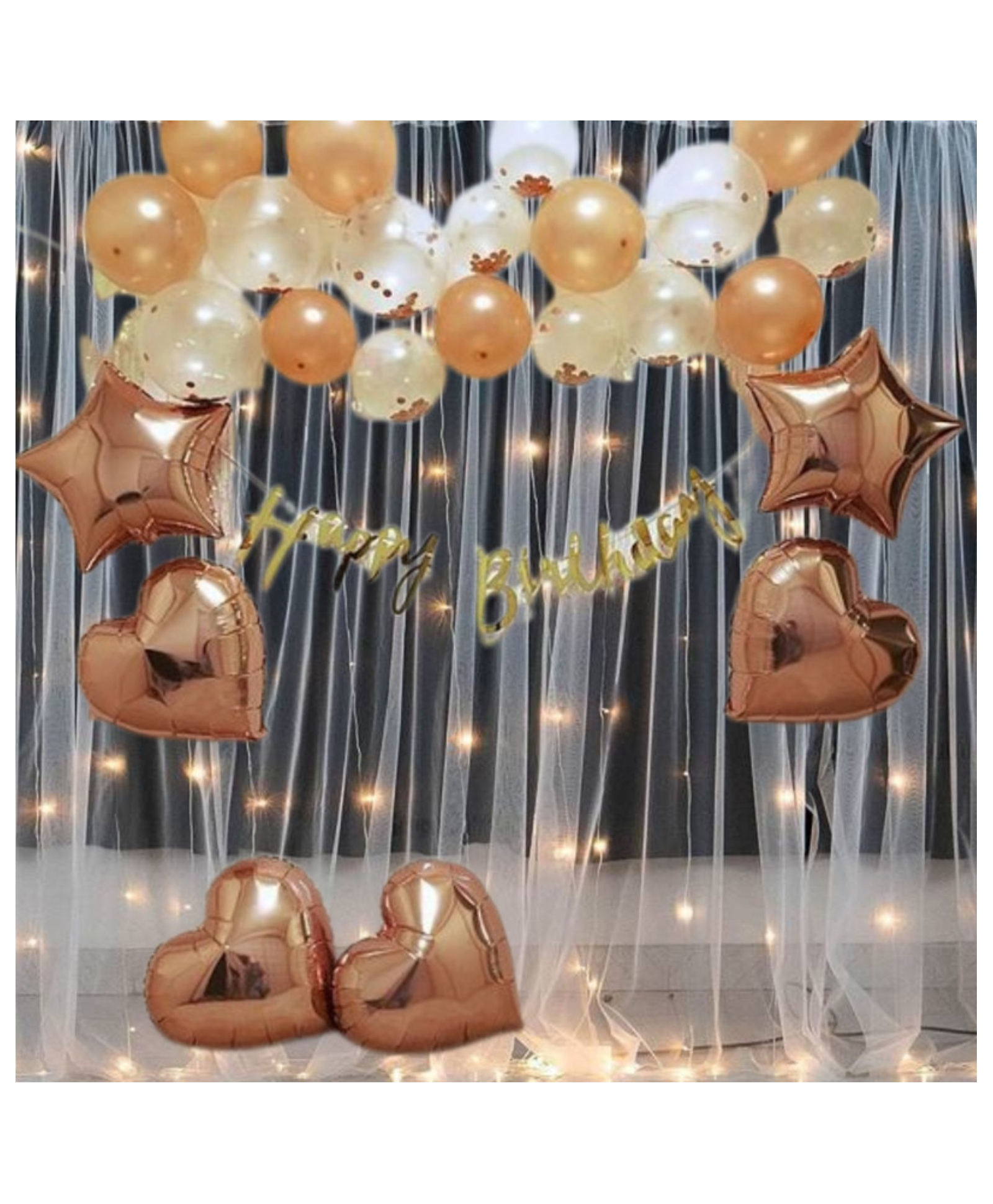 Puchku Happy birthday decoration set rose gold Chrome theme 49 Pcs Combo for kids boys girls birthday party first 1st  2nd 5th  10th-image-20