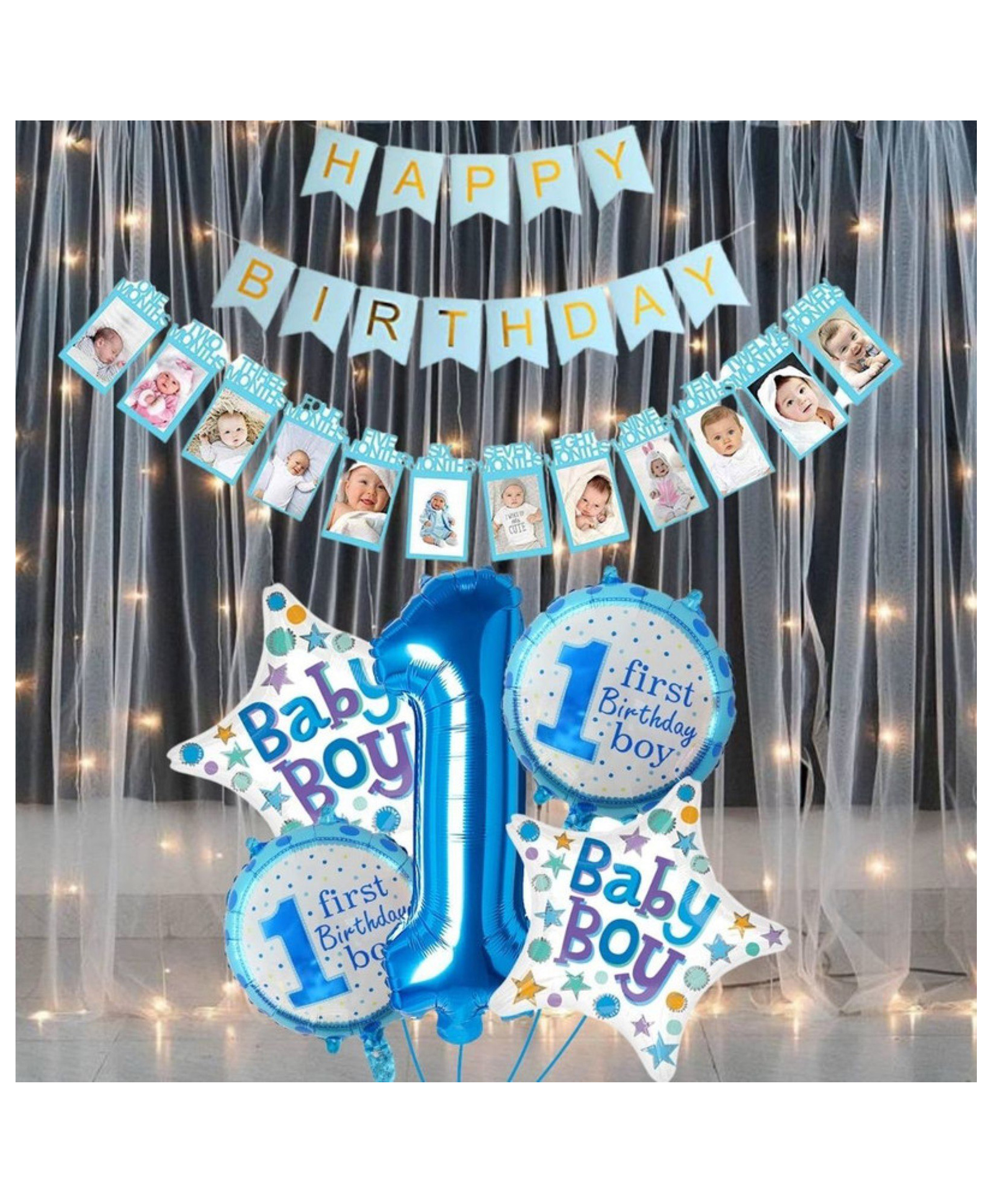 Puchku happy birthday decoration combo setfirst birthday 4pcs combofor kids boys birthday foil combo-image-20