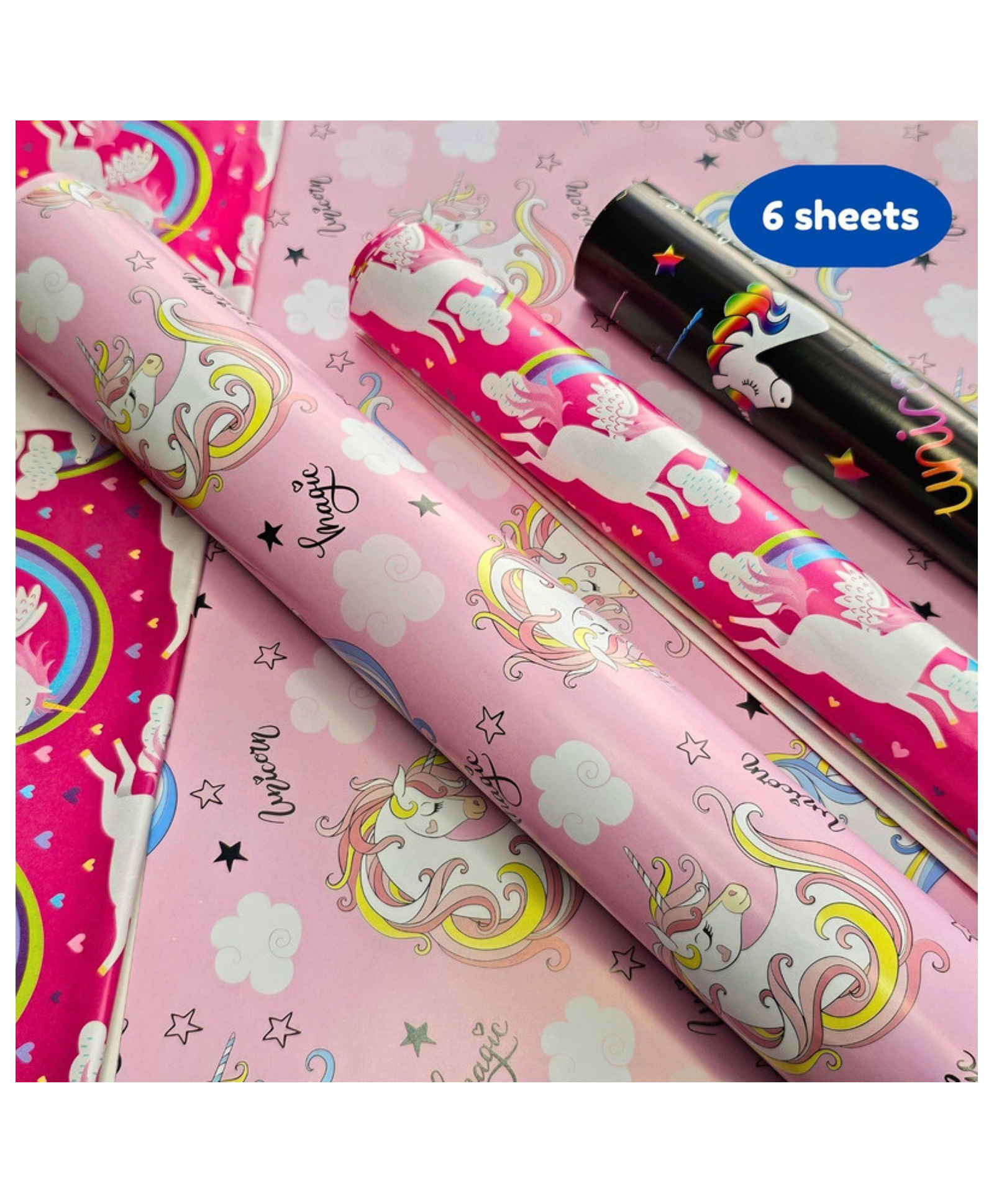 Puchku Unicorn Gift Wrapping Paper for Gift Wrap Random Unicorn Design- Pack of 6