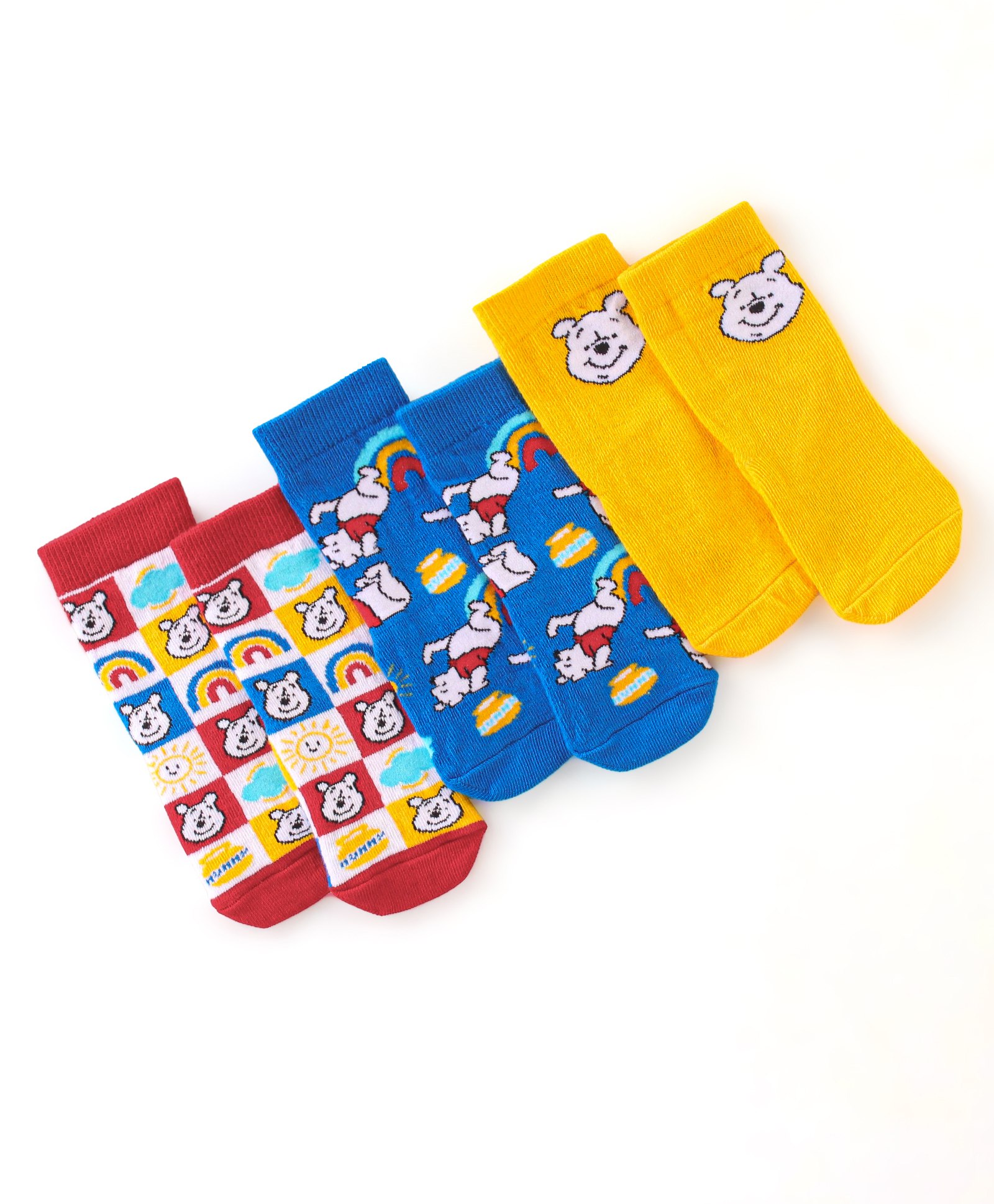 Cute Walk by Babyhug Cotton Disney Non Terry Anti-Bacterial Ankle Length Socks Winnie the Pooh Graphics Pack of 3- Multicolor-image-12