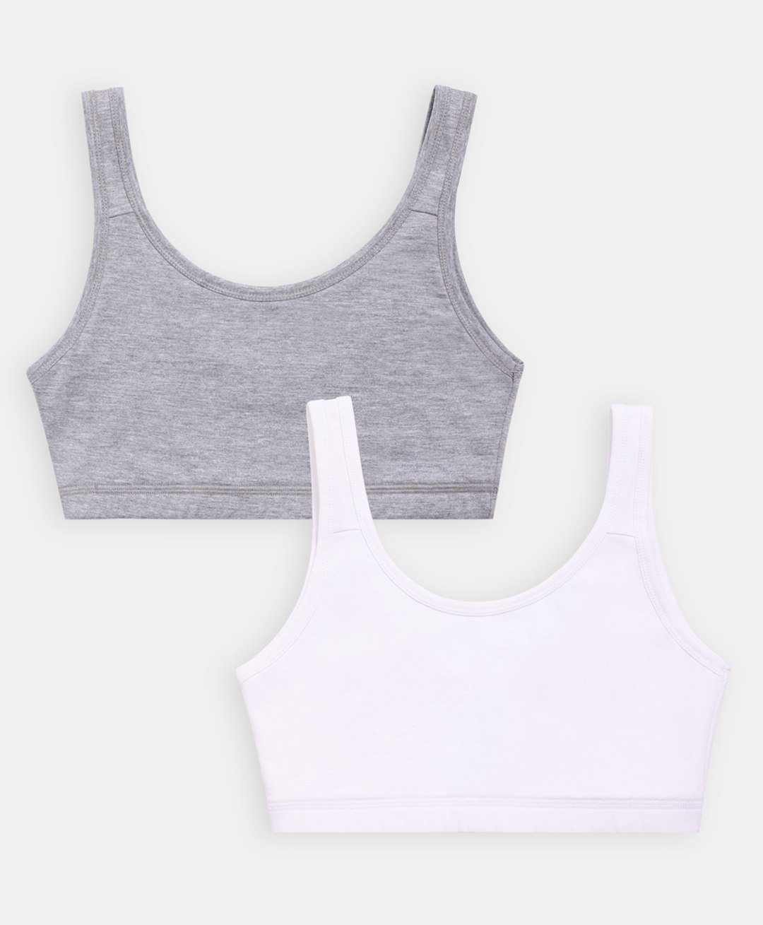 Sillysally Pack of 2 Sleeveless Solid Non Padded & Non Wired Active Bras -  White & Grey Melange-picture-13