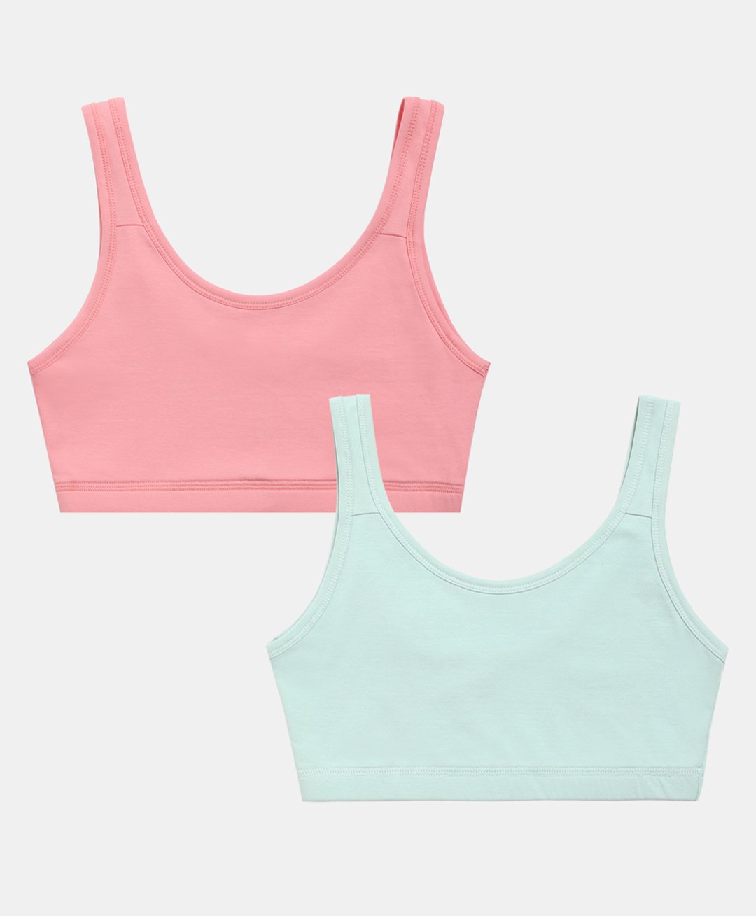 Sillysally Pack of 2 Sleeveless Solid Non Padded & Non Wired Active Bras - Peach And Pista Green-picture-35