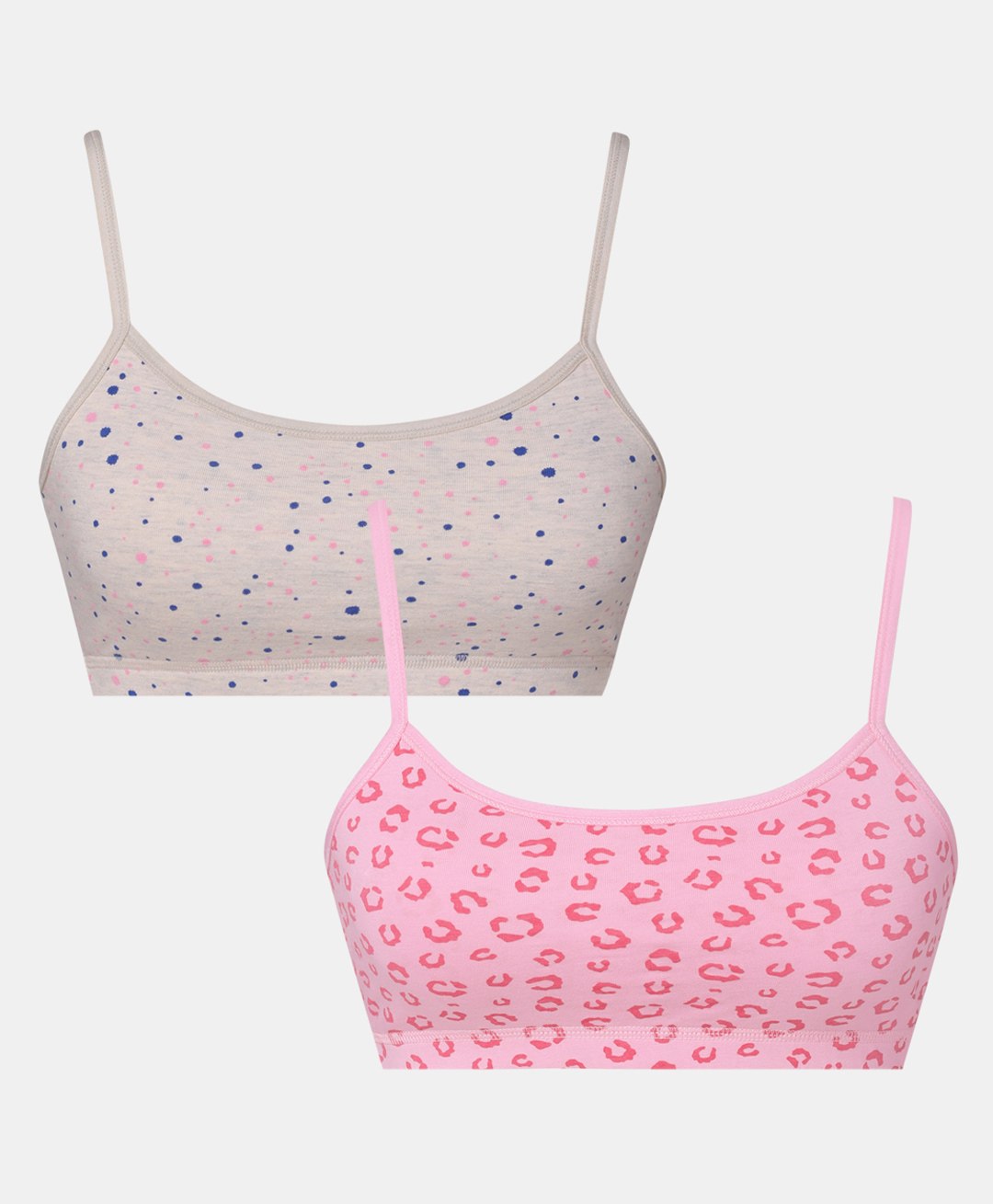 Sillysally Pack of 2 Sleeveless Abstract Printed Non Padded & Non Wired Training Bras - Beige And  Pink-picture-22