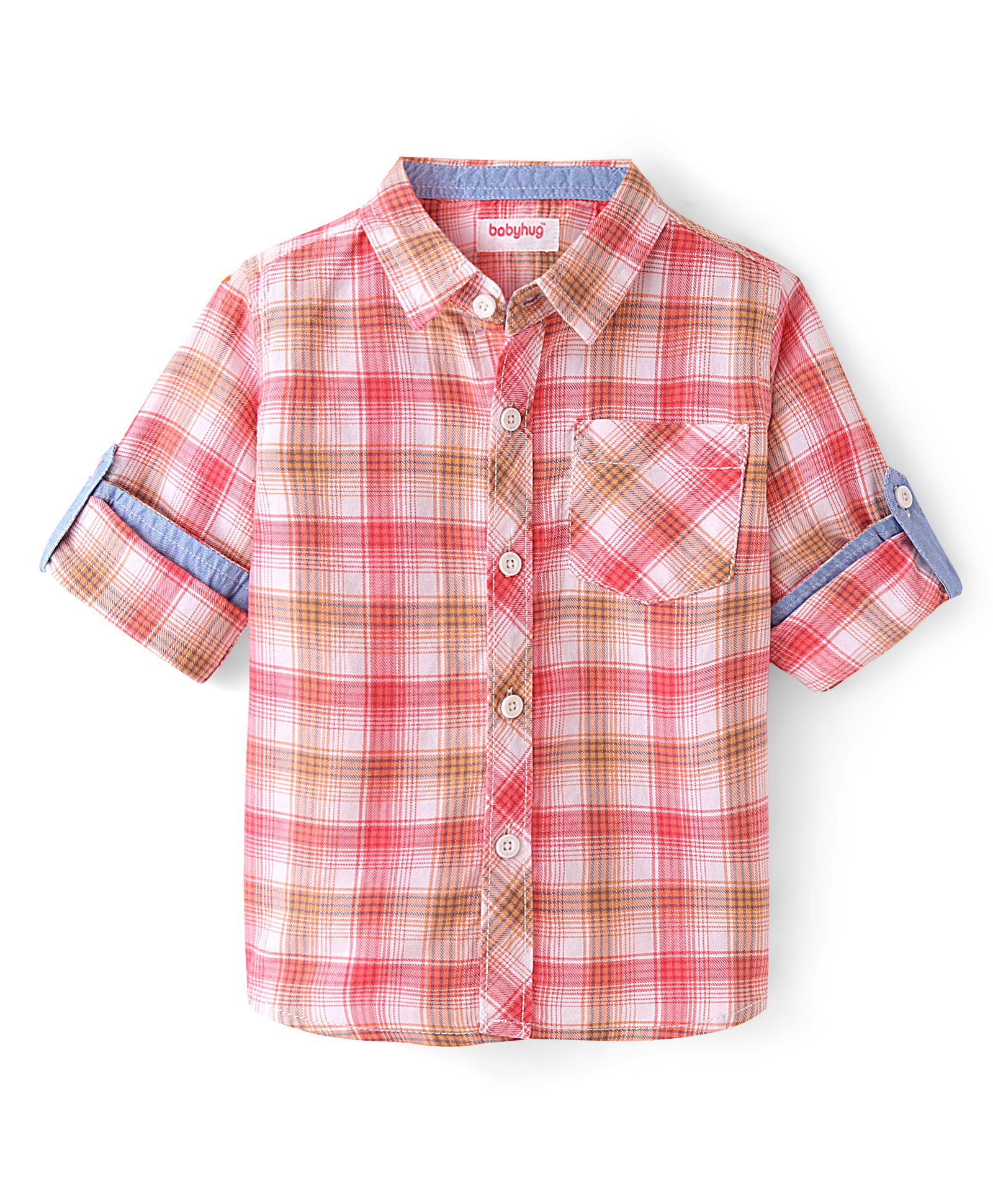 Babyhug 100% Cotton Woven Full Sleeves Regular Collar Checked Shirt - Multicolour-picture-31