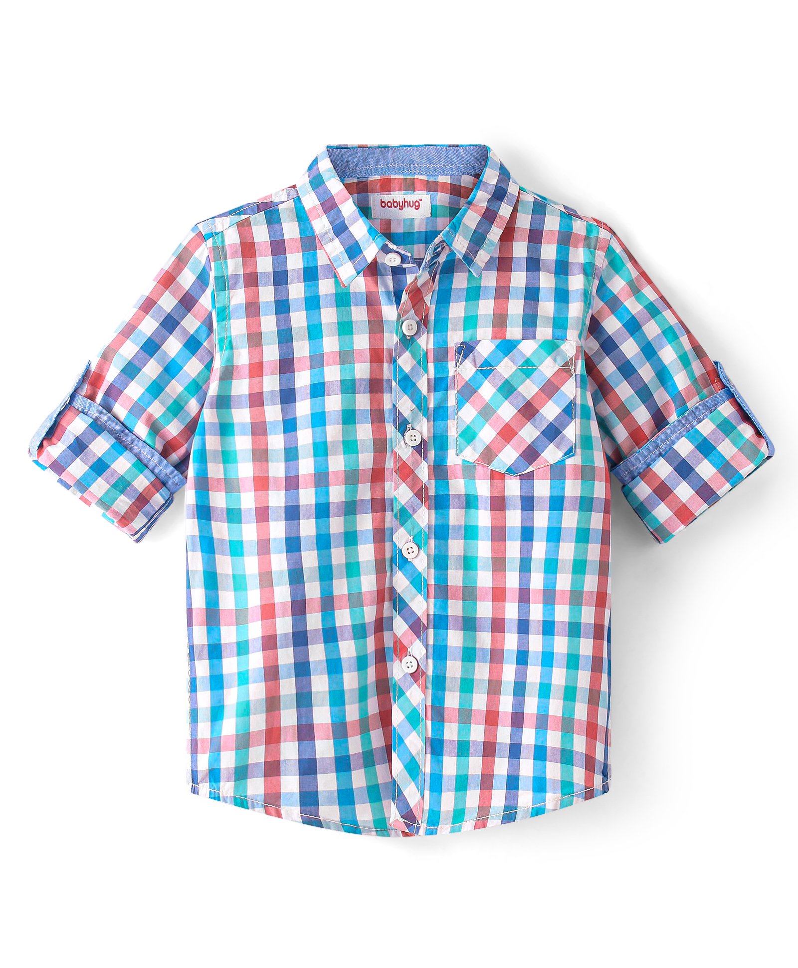 Babyhug 100% Cotton Woven Full Sleeves Checked Shirt - Multicolour-picture-28