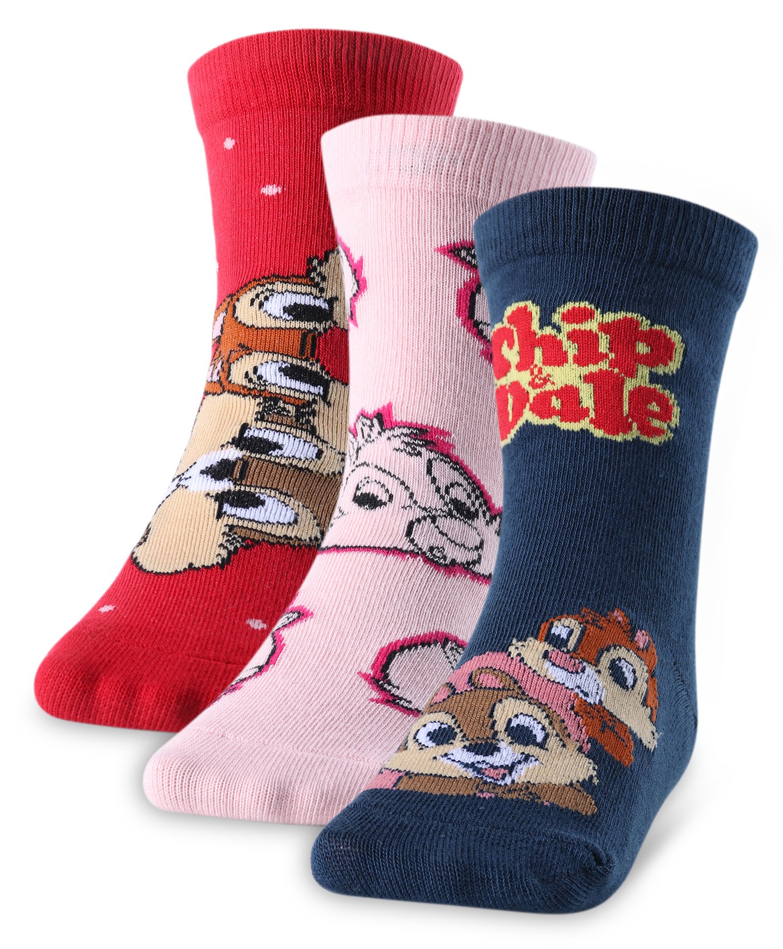Cute Walk by Babyhug Disney Ankle Length Anti-Bacterial Chip N Dale Graphics Socks Pack of 3 - Multicolour-image-48
