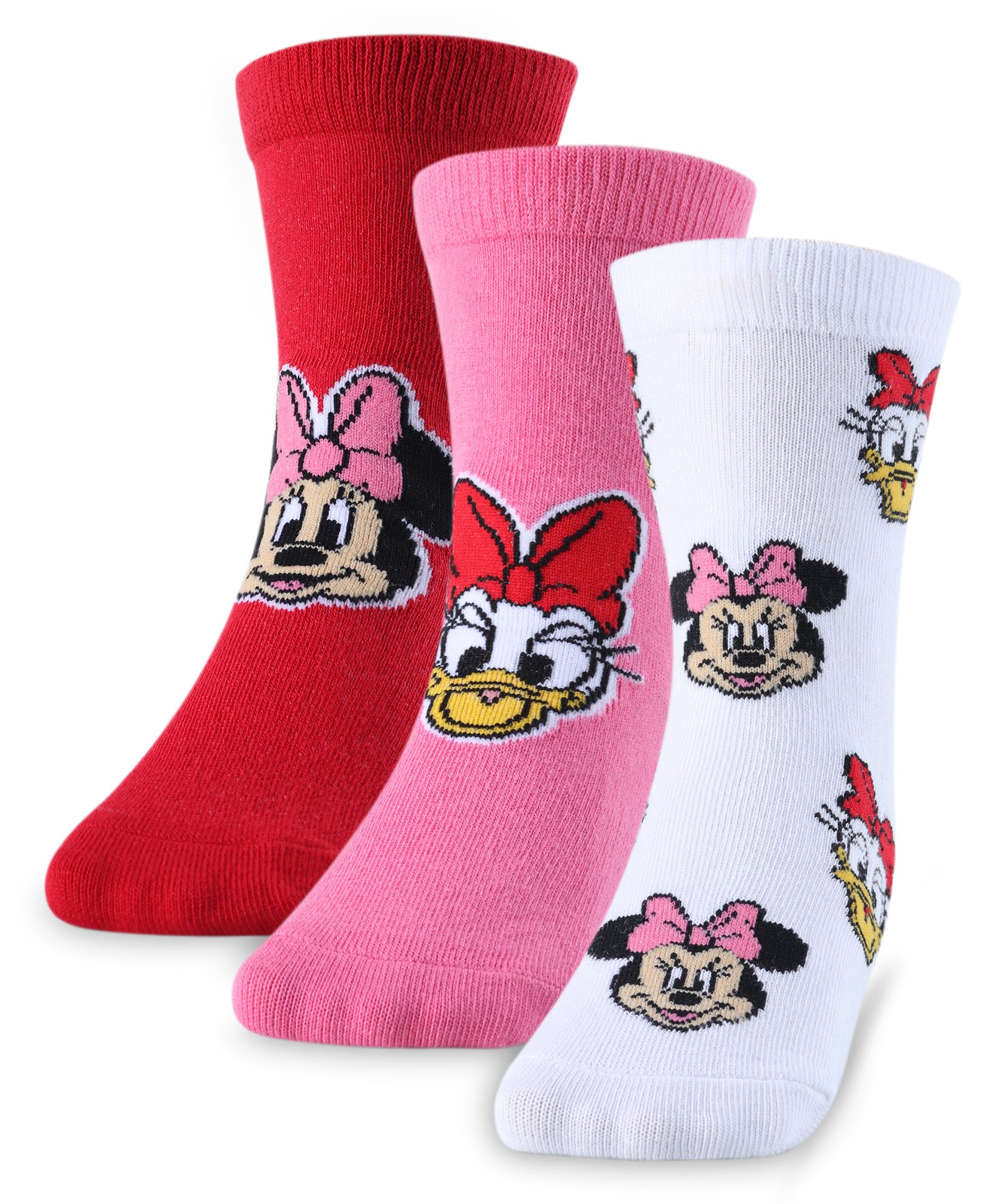 Cute Walk by Babyhug Disney Ankle Length Anti-Bacterial Minnie Mouse Graphics Socks Pack of 3 - Multicolour-image-49