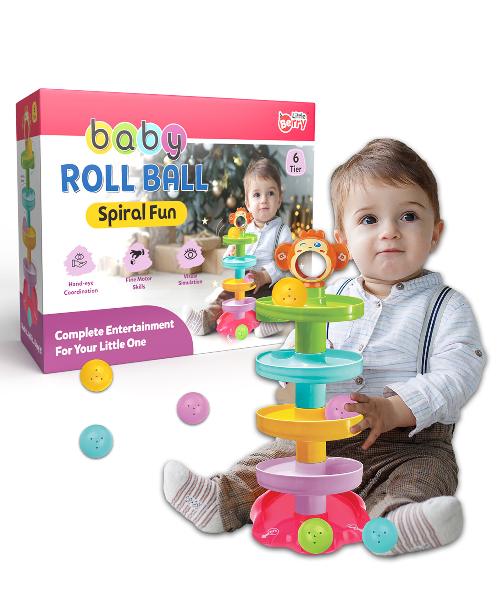 Little Berry 5 Layer Roll Ball and Roll Swirling Tower for Baby and Toddler Development - Activity & Educational Toys for Kids (Multicolour)-image-34