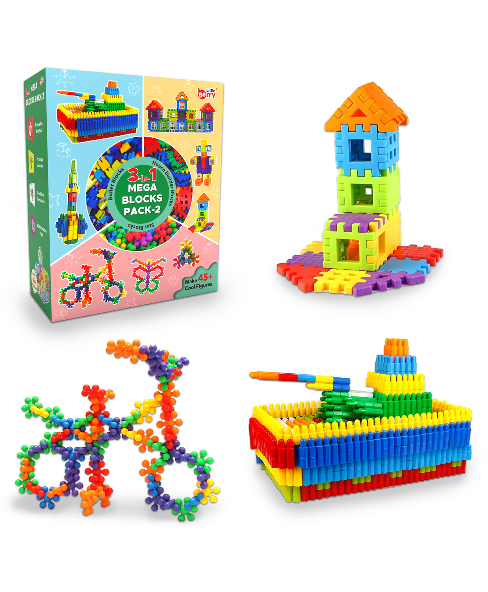 Little Berry 3-in-1 Building Blocks (Pack 2) for Kids - Education & Learning Blocks (125+ pcs)-image-46