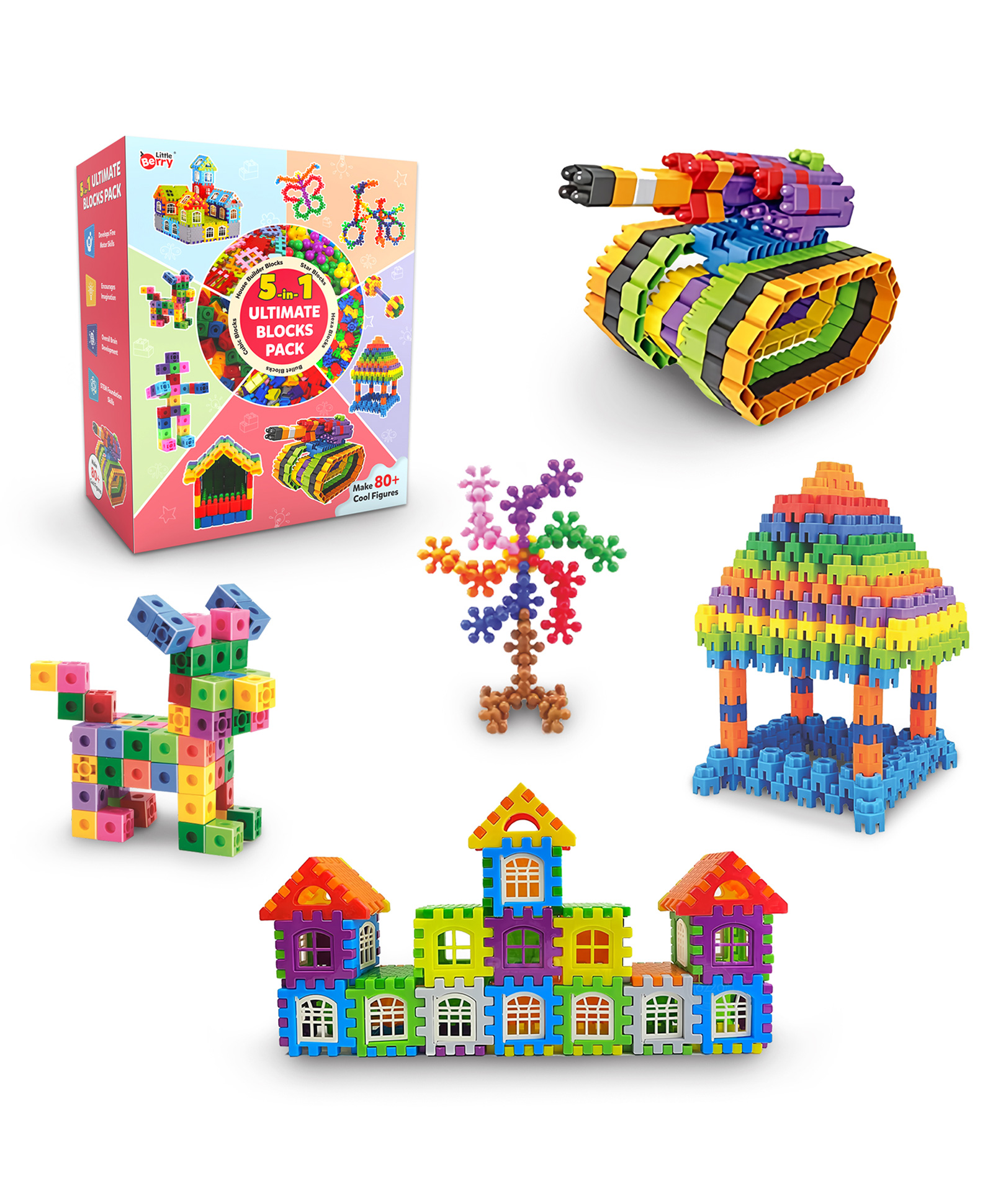 Little Berry 5-in-1 Ultimate Building Blocks Set for Kids - Education & Learning Blocks (250+ pcs)-image-1
