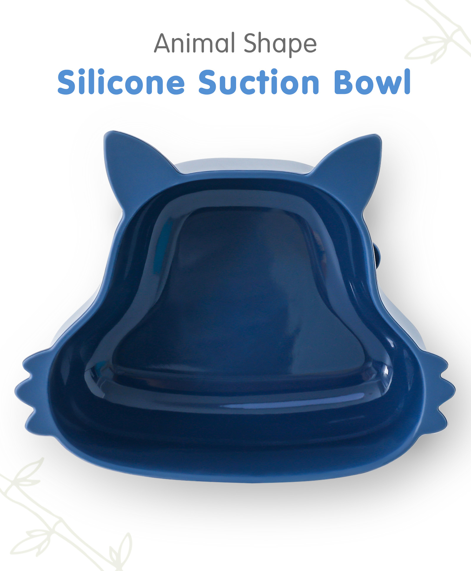 Silicone Bowl With Suction Base Feeding Bowl Fox Shape - Blue-image-2