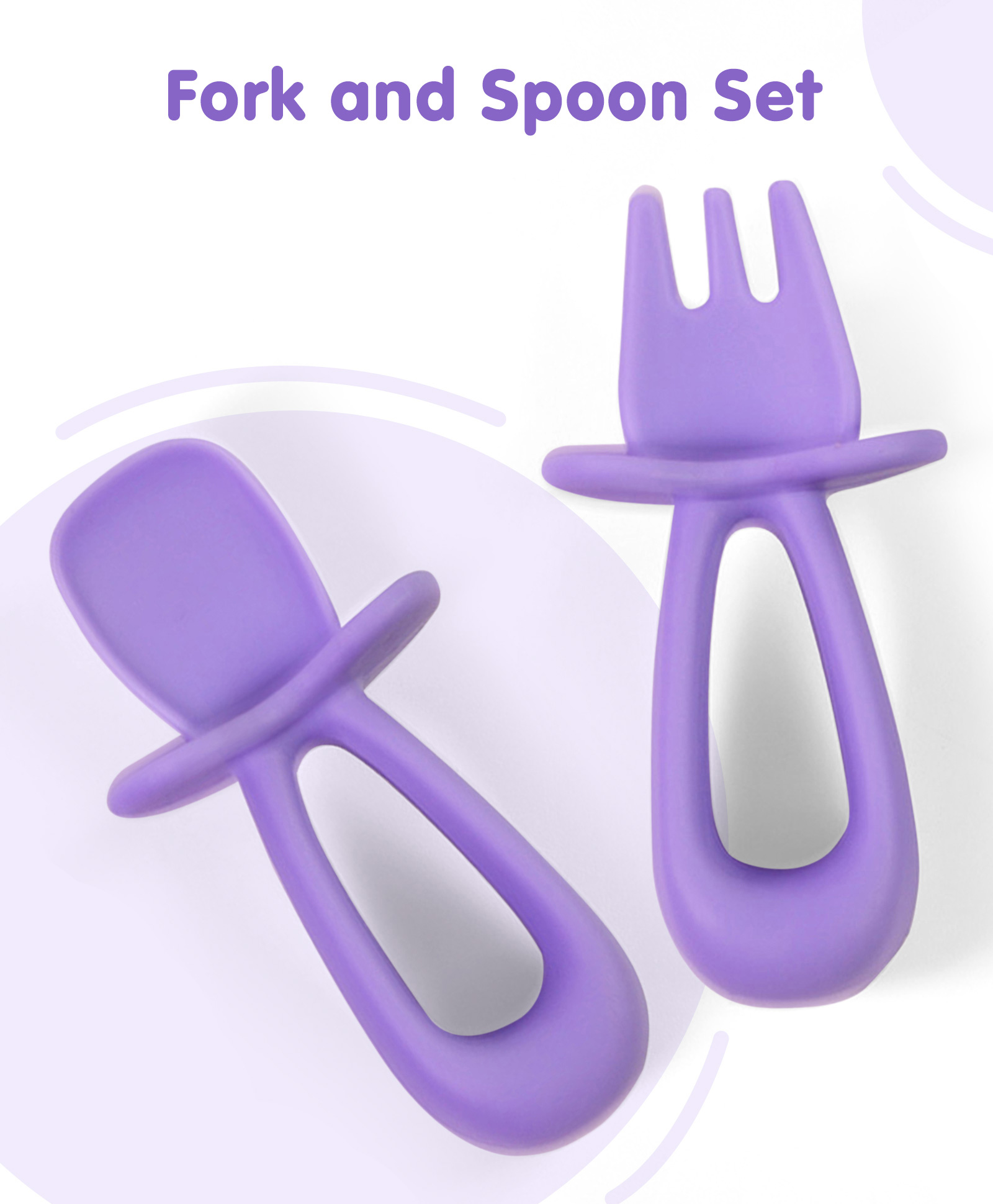 fab n funky Fork & Spoon Set Baby Silicone Cutlery - Purple-picture-23