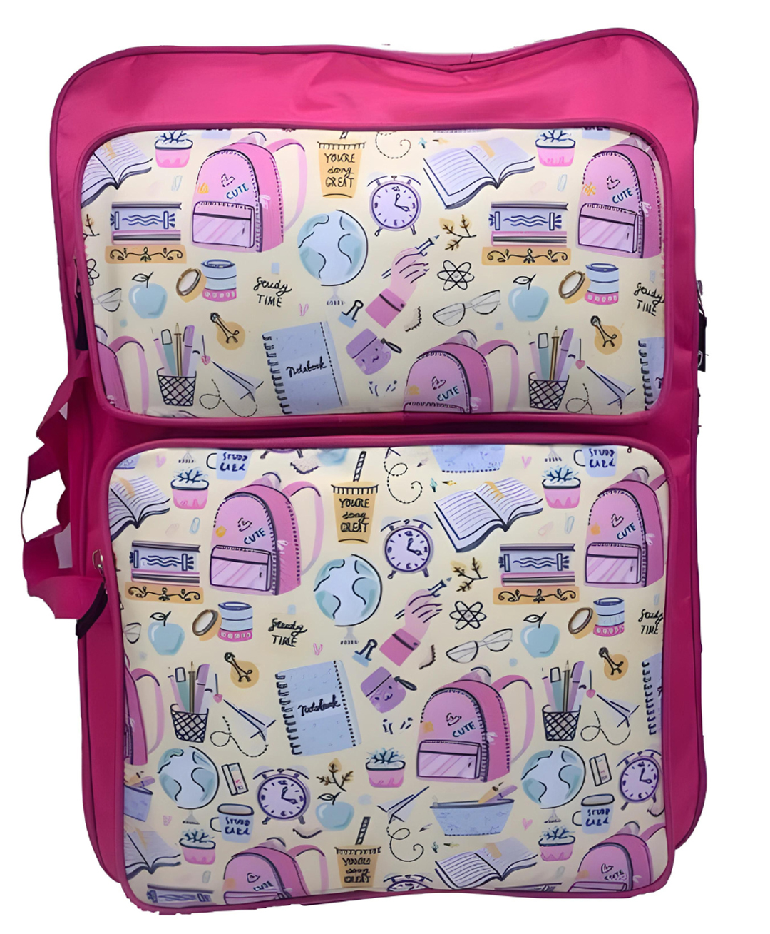 Echo Boomers Pink Printed A3 Art Board Drawing & Activity Backpack Bag with Multiple Pockets - Pack of 1 Height 15 Inches-image-9