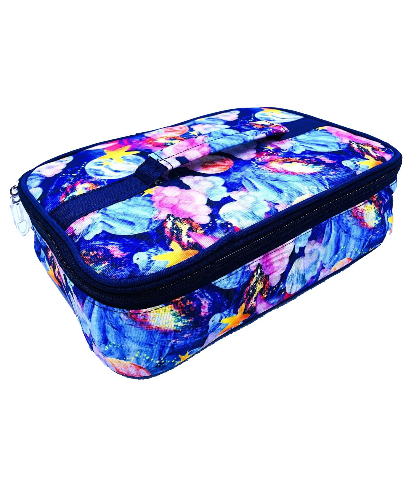 Echo Boomers Blue Floral Printed Insulated Tiffin Bento Lunch Large Bag with Multi Zipper Pockets - Pack of 1-image-9