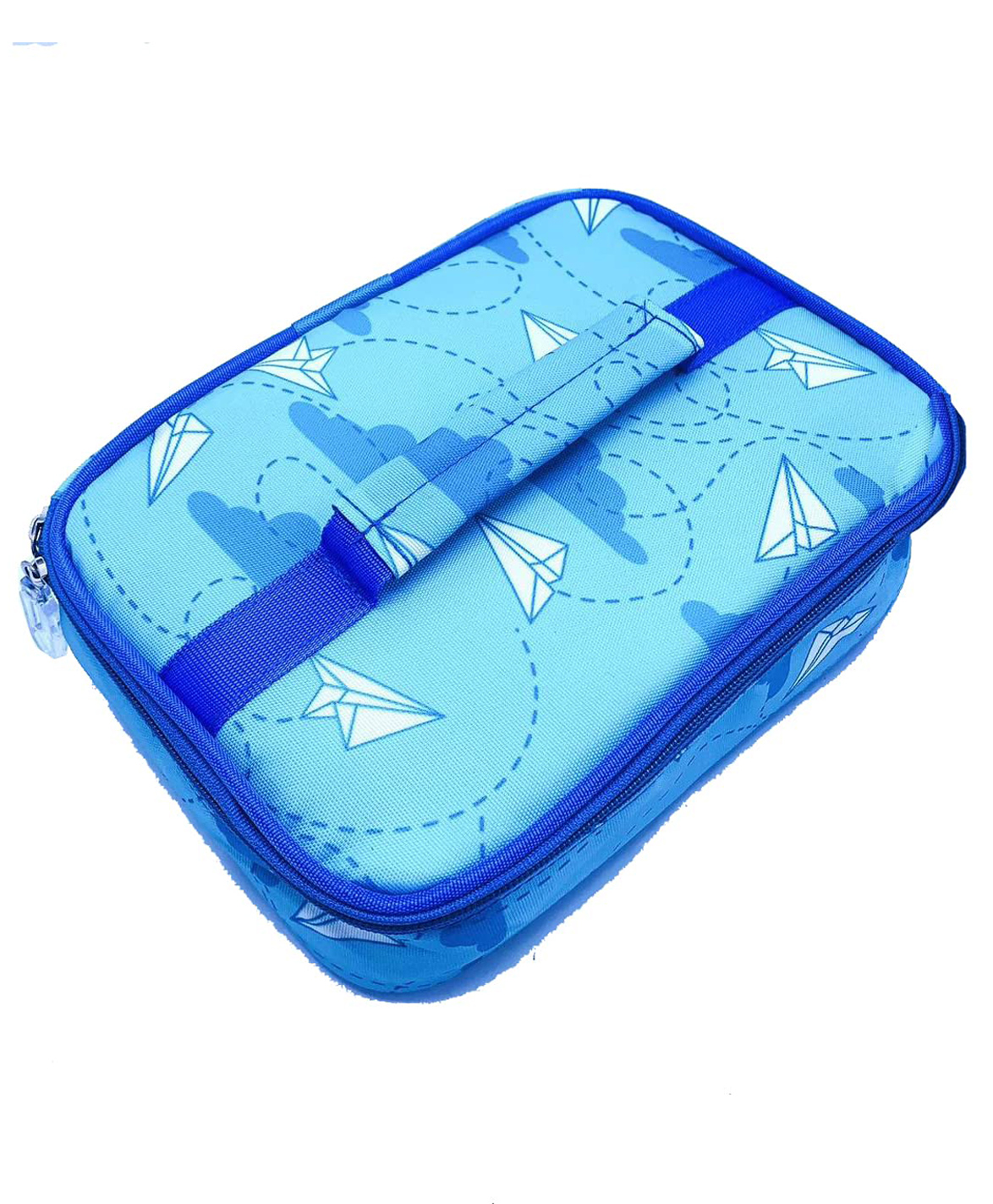 Echo Boomers Blue Plane Printed Insulated Tiffin Bento Lunch Medium Bag with Multi Zipper Pockets - Pack of 1-picture-13