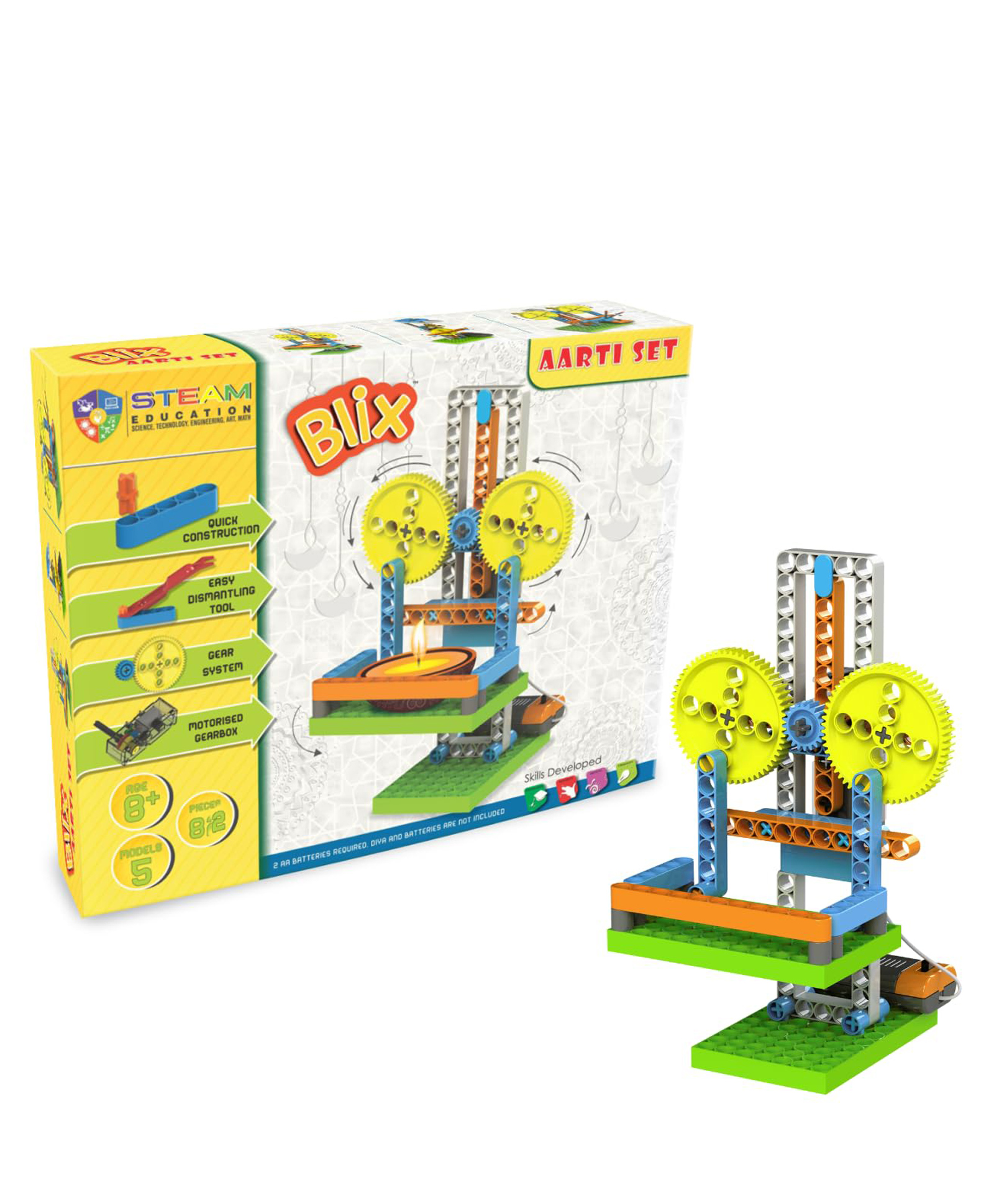 Zephyr Blix DIY Aarti Construction Set Yellow - 82 Pieces-image-34