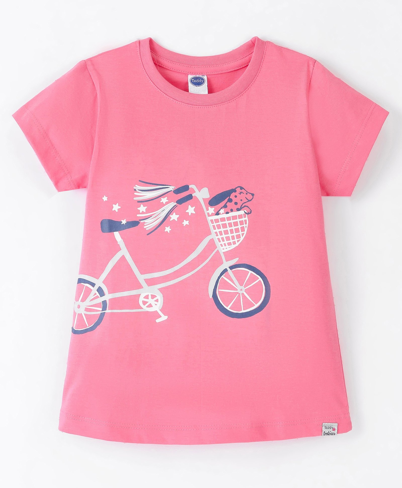 Teddy Sinker Half Sleeves T-Shirt Bicycle Print - Cherry Pink-picture-10