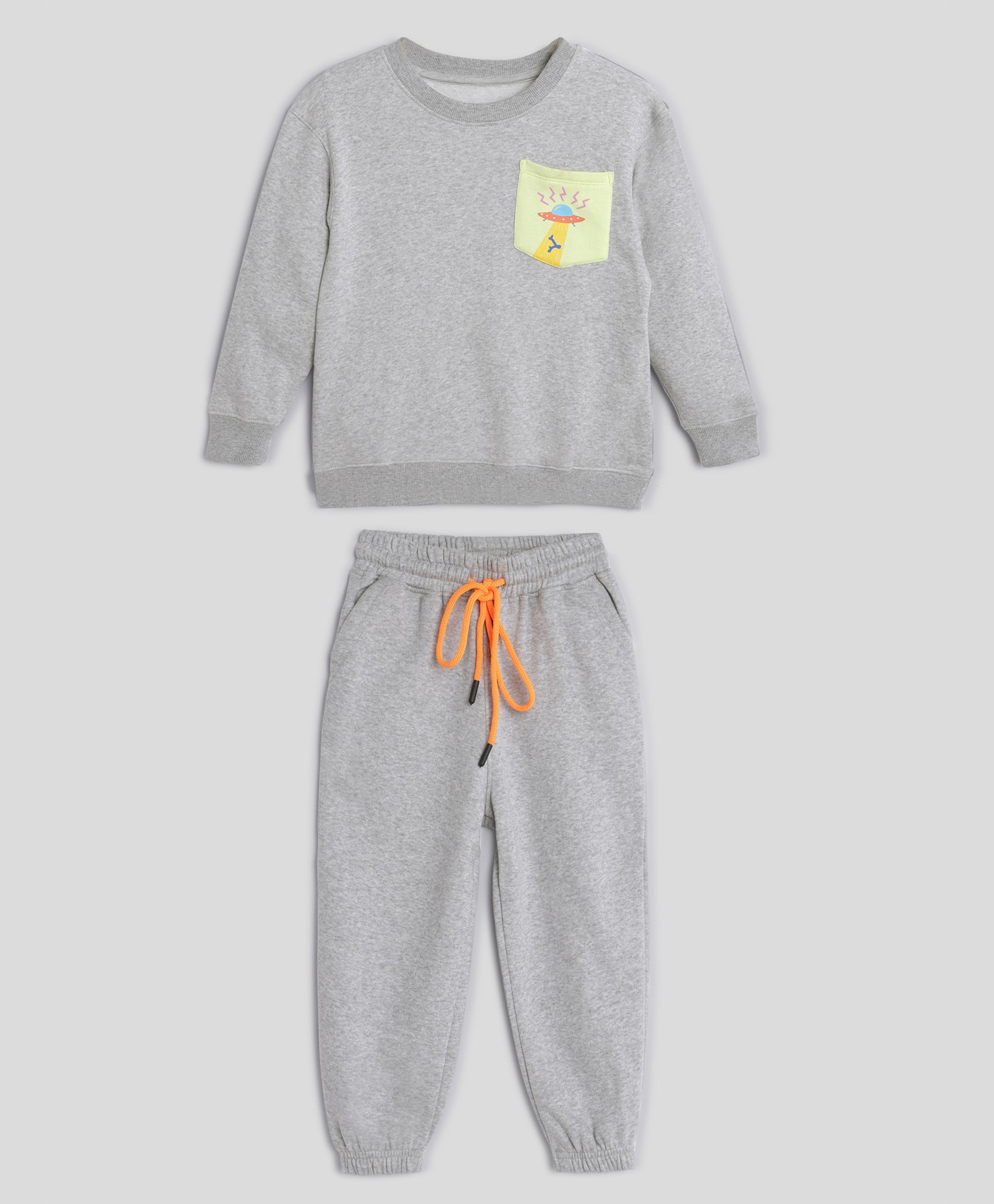Somersault Full Sleeves Space Printed Sweatshirt  & Joggers Set - Grey-image-40