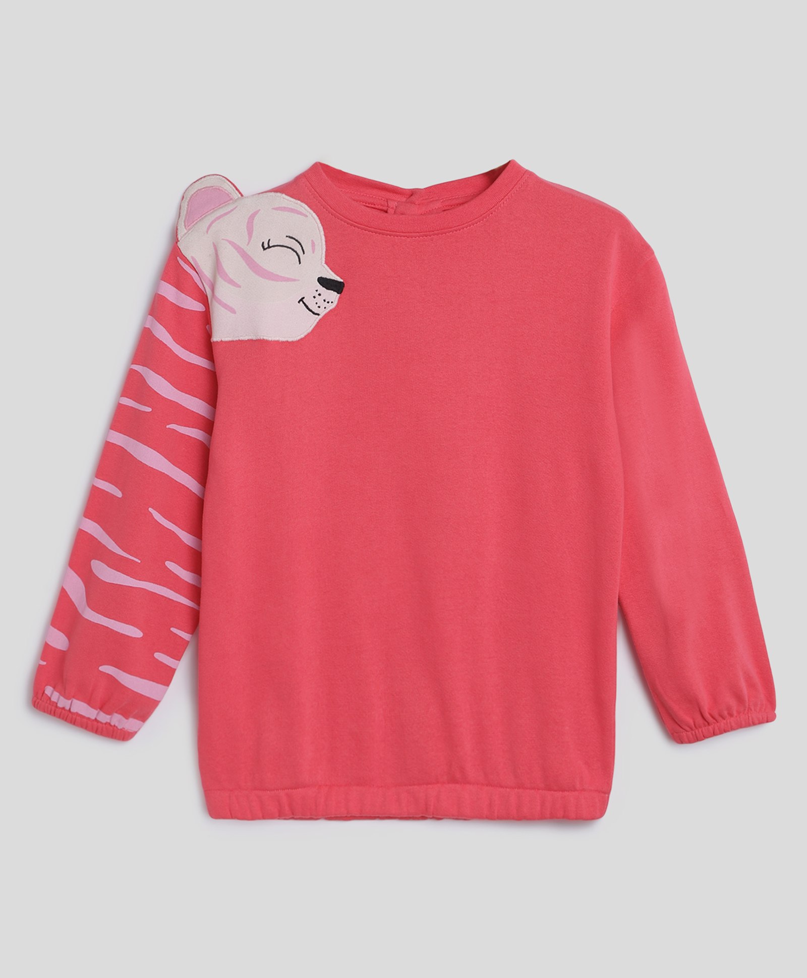 Somersault Full Sleeves Tiger Embroidered Sweatshirt - Pink-image-1