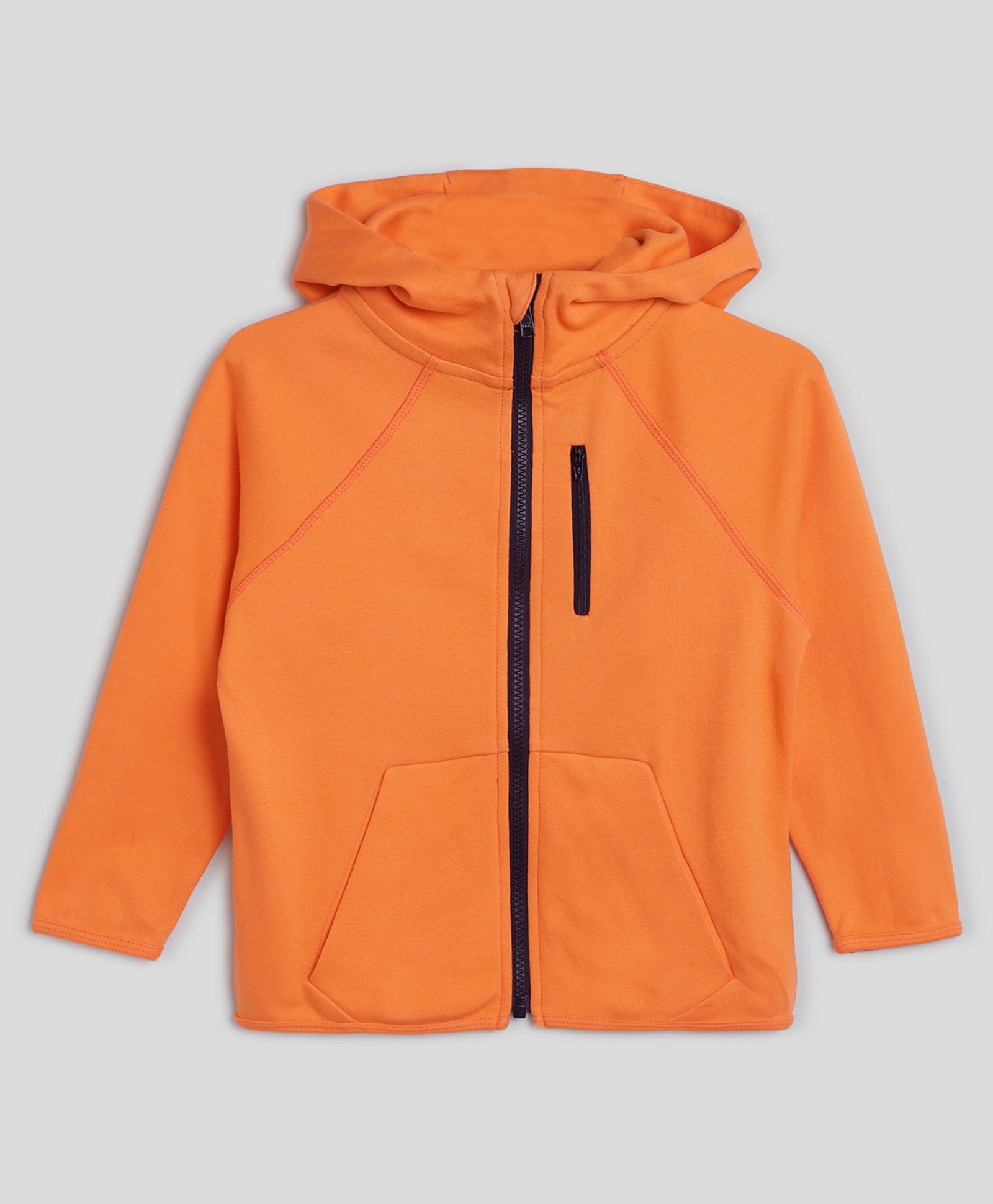 Somersault Cotton Full Sleeves Solid Zipper Hoodie - Orange-picture-32