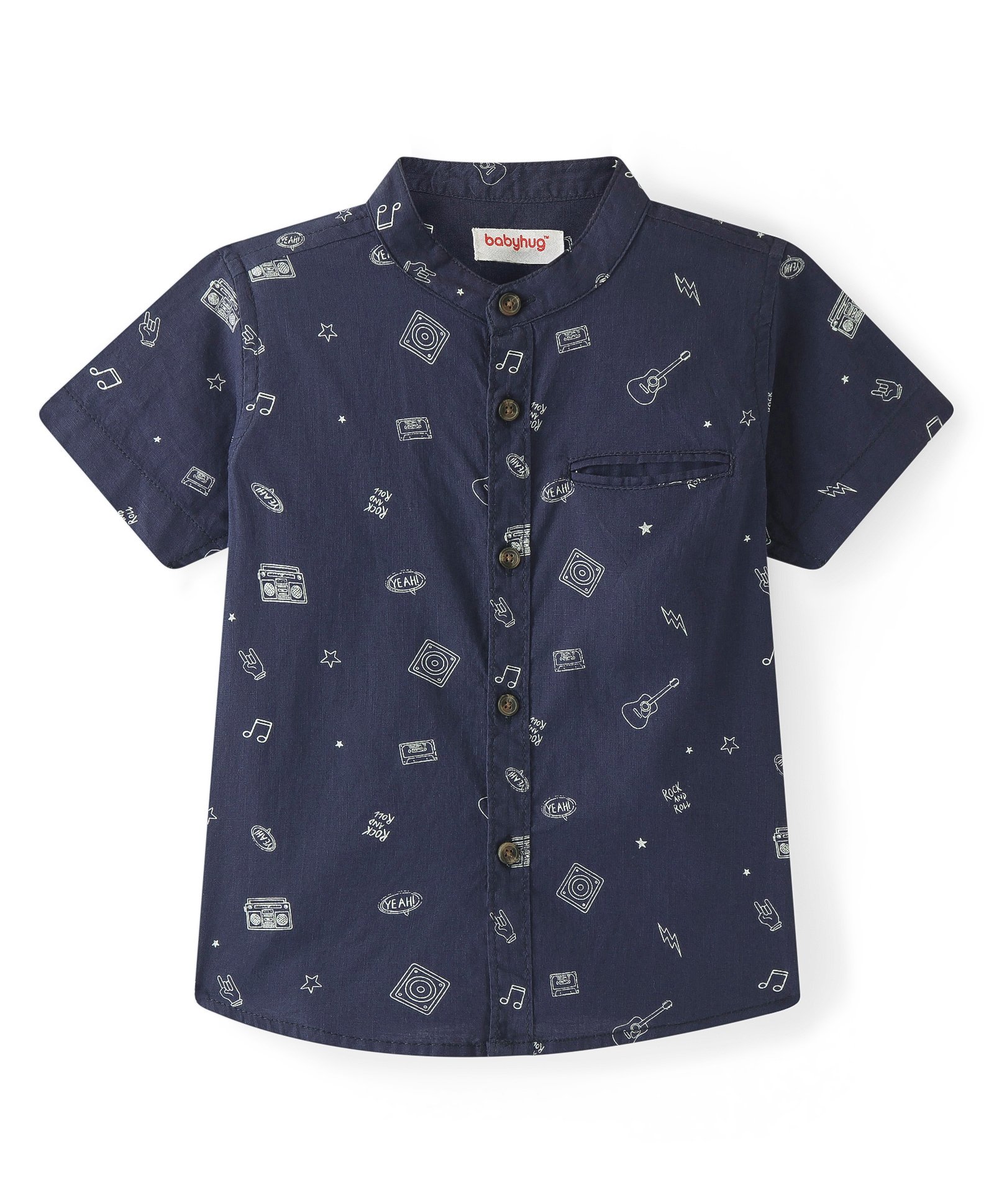 Babyhug Cotton Woven Half Sleeves  Printed Shirt - Navy Blue-picture-34