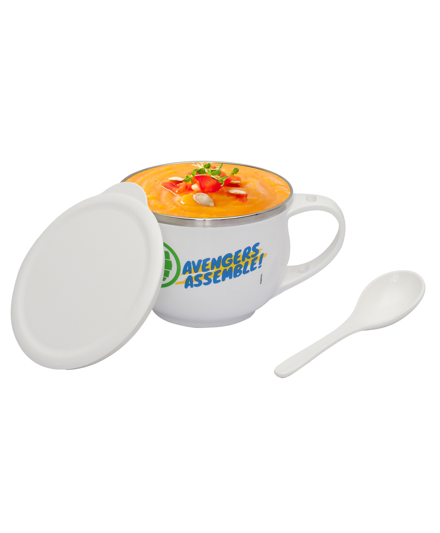 Jaypee Plus Stainless Steel Disney Avengers Assemble Souptok Prime Soup Bowl with Lid & Spoon , White-image-29