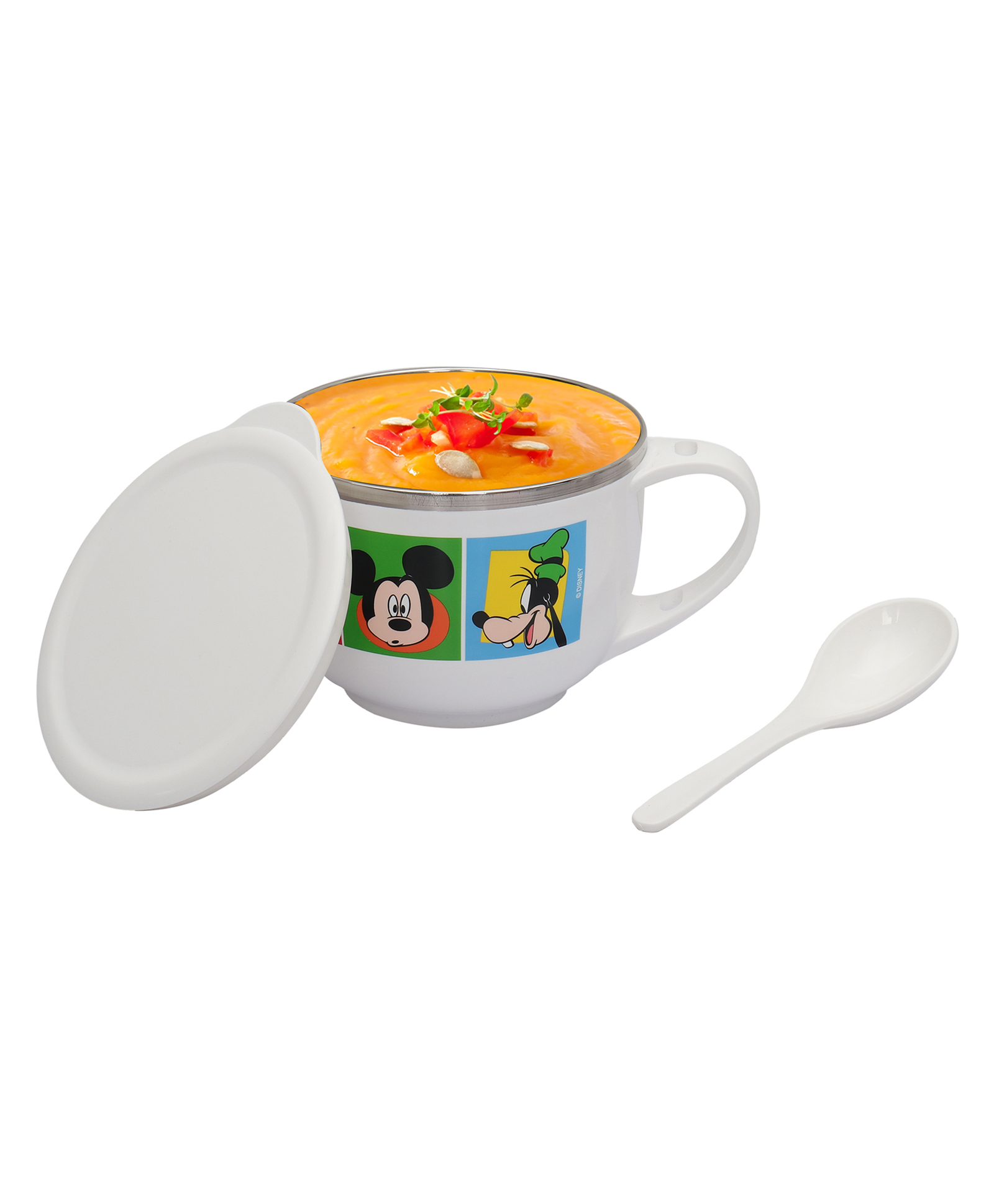 Jaypee Plus Stainless Steel Disney Souptok Prime Soup Bowl with Lid & Spoon - White-picture-6