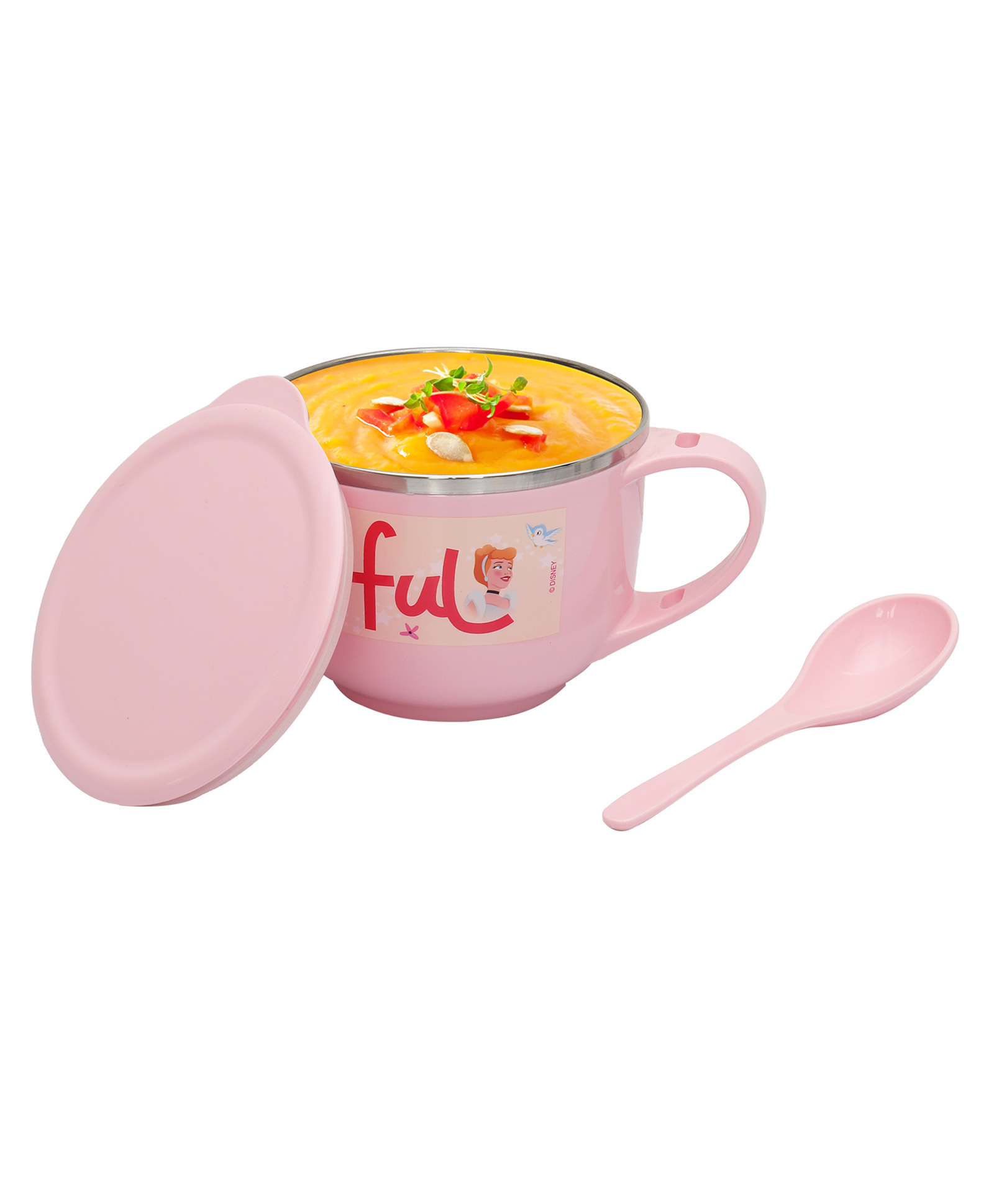 Jaypee Plus Stainless Steel Disney Princess Souptok Prime Soup Bowl with Lid & Spoon Pink 700 ml-picture-21