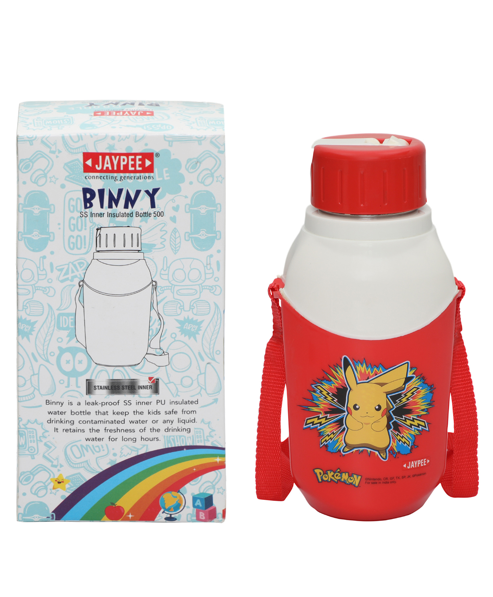 Jaypee Flip Top Binny Leakproof Sipper Water bottle for School kids , 500 ml , Red-image-31