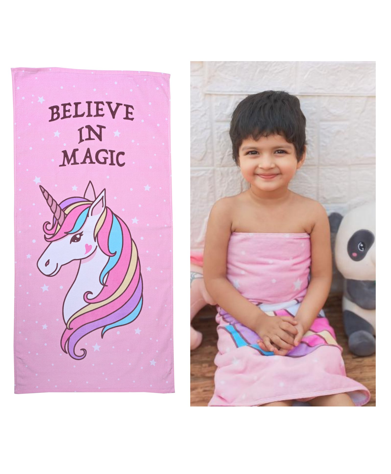 MumsLap 100% Cotton Unicorn Detailed Towel - Pink-image-13