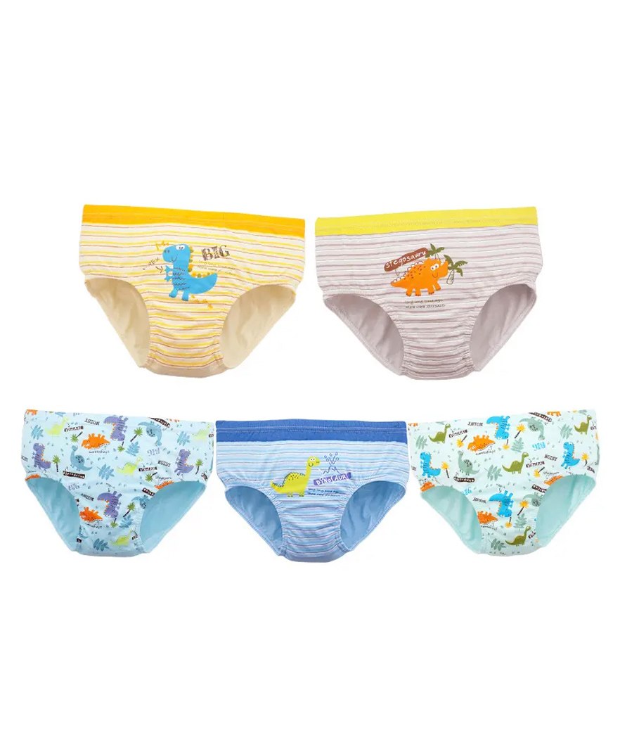 MumsLap Pack Of 5 Cotton Dinosaur Printed Baby Underwears - Multi Colour-picture-24