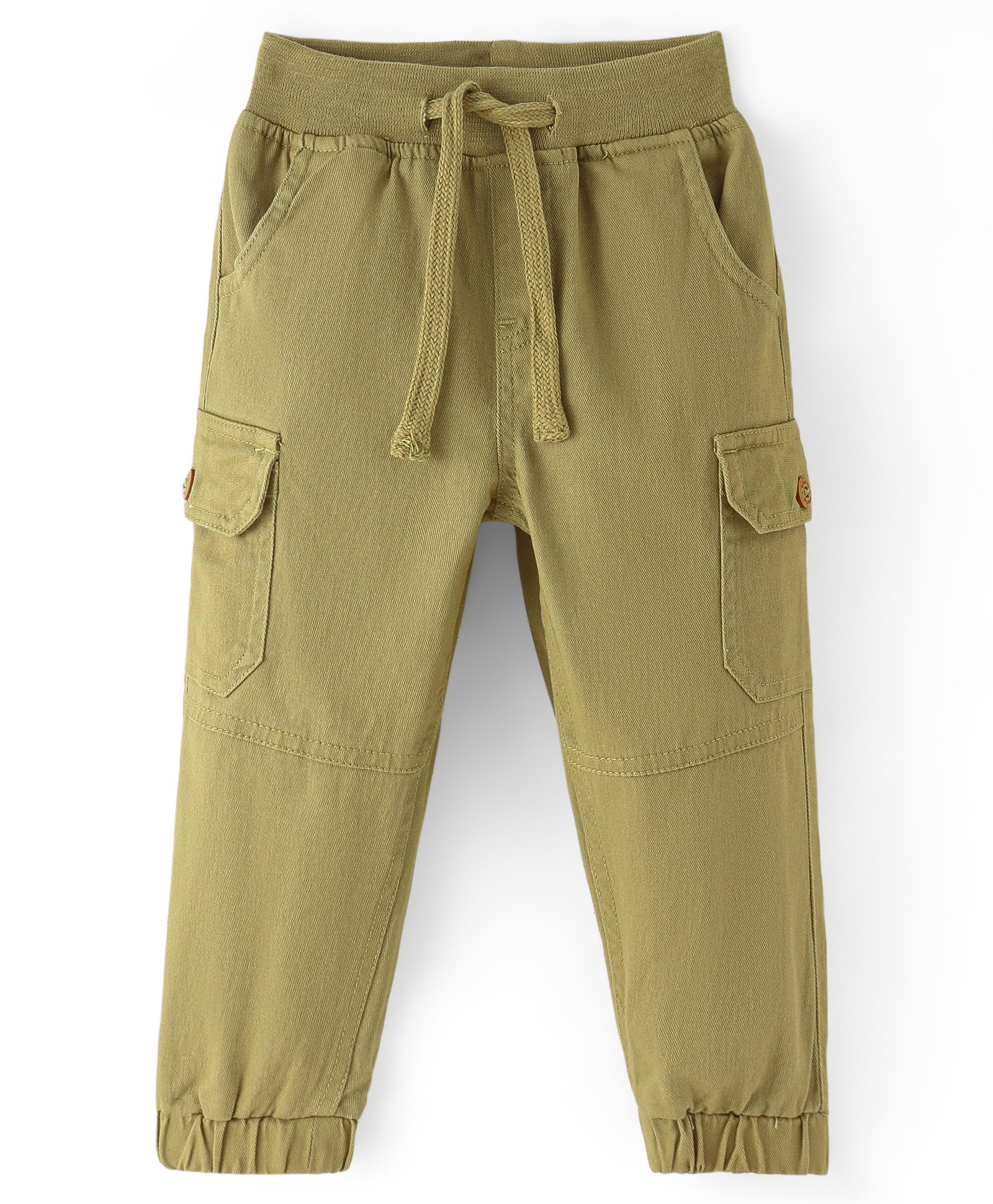 Babyhug Cotton Lycra Woven Full Length Stretchable Solid Pant - Light Green-image-46