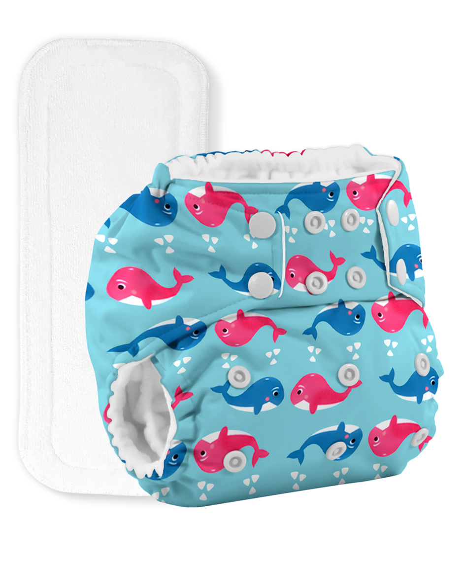 mom's home Baby Reusable Cotton Printed Pocket Diaper With 1 Insert 0-12 Months Pack of 1-picture-21