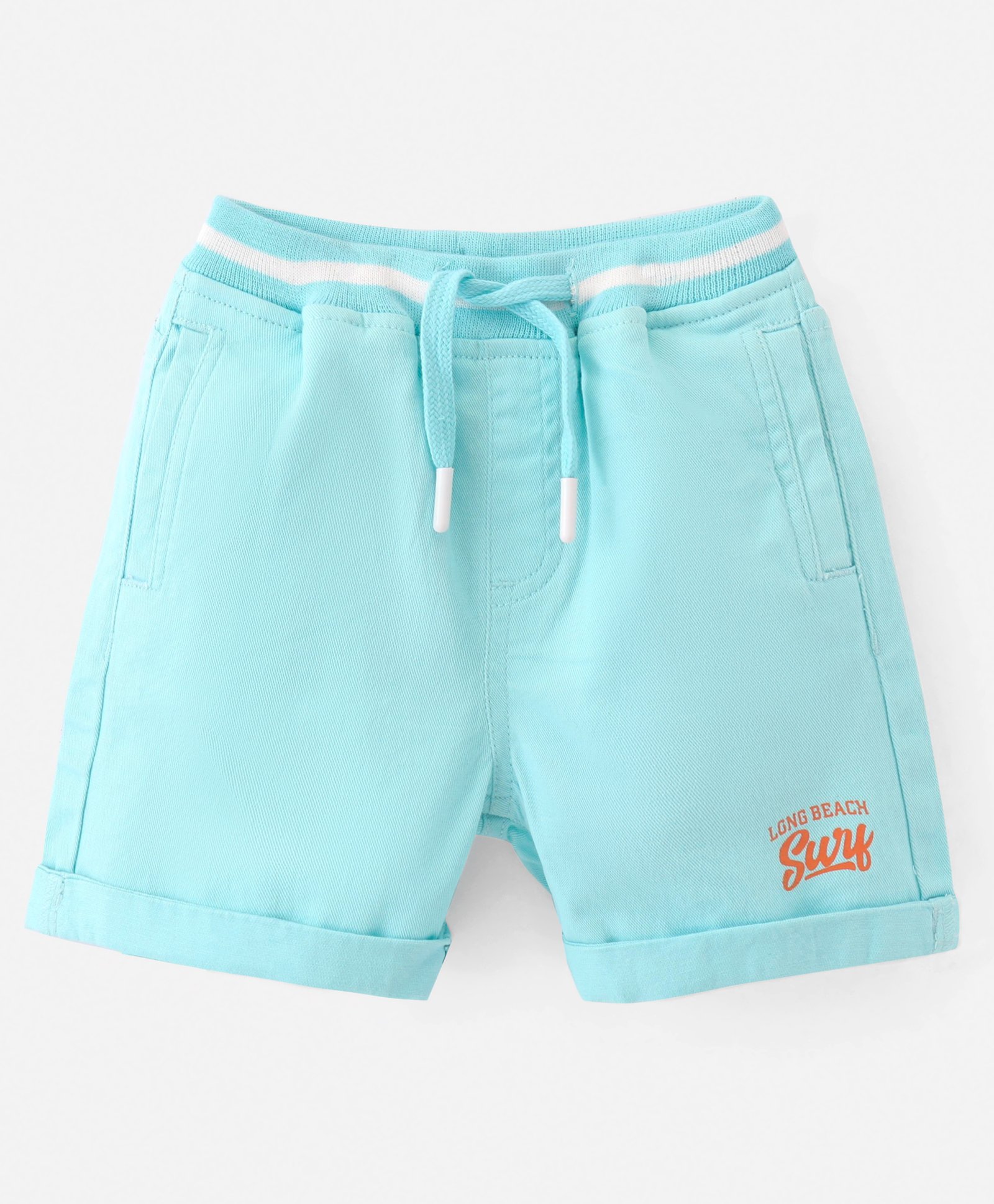 Babyhug Cotton Lycra Woven Mid Thigh Length Stretchable Shorts Text Print - Sky Blue-picture-12