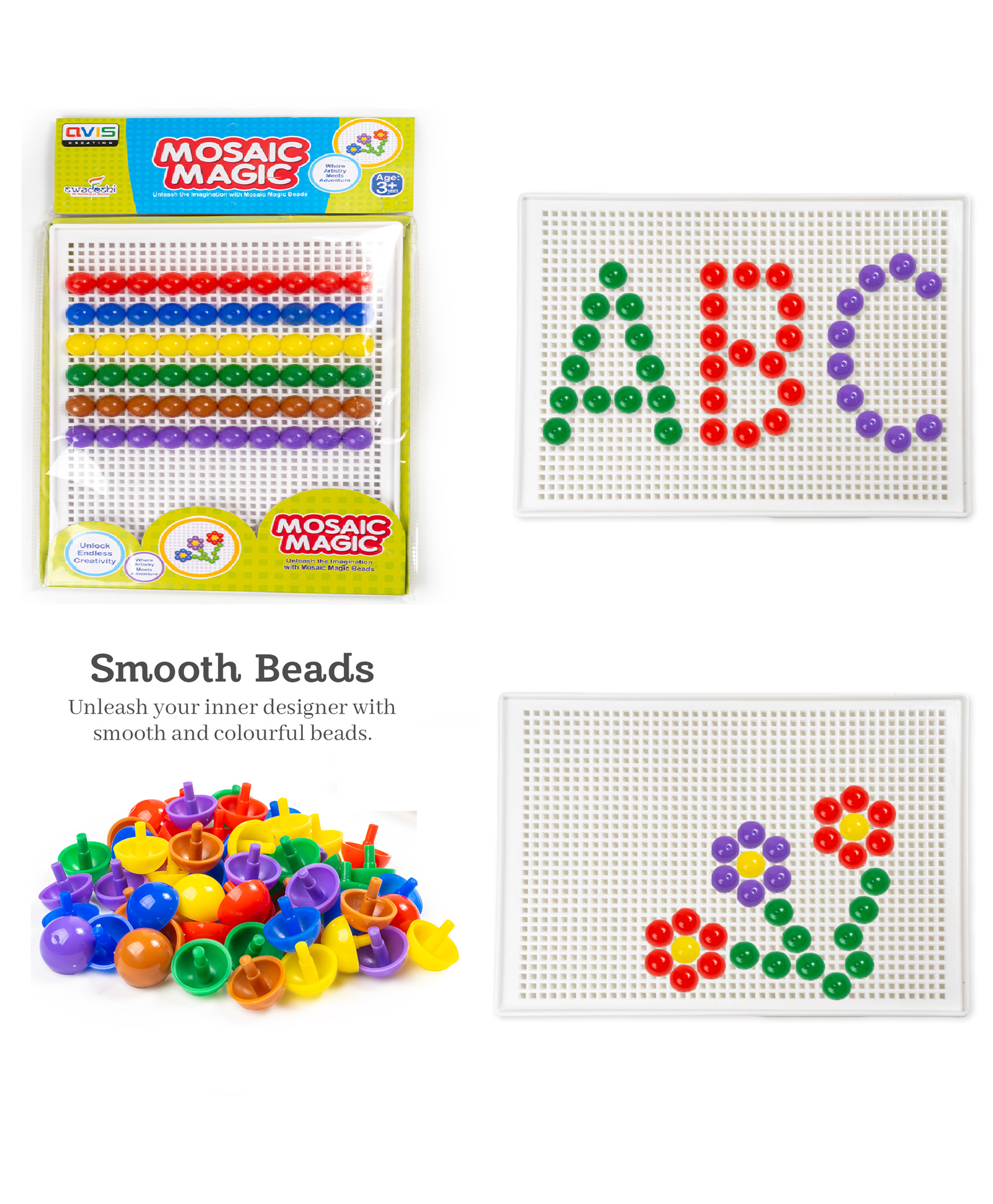 Ratnas Mosiac Magic Beads Multicolour - 60 Pieces-image-25