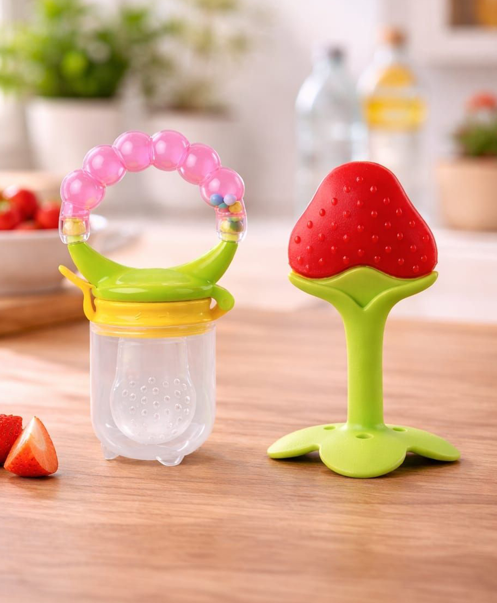 Kritiu Baby Silicone Fruit Feeder and Fruit Teether Combo Of 2 -Orange and Red-picture-30