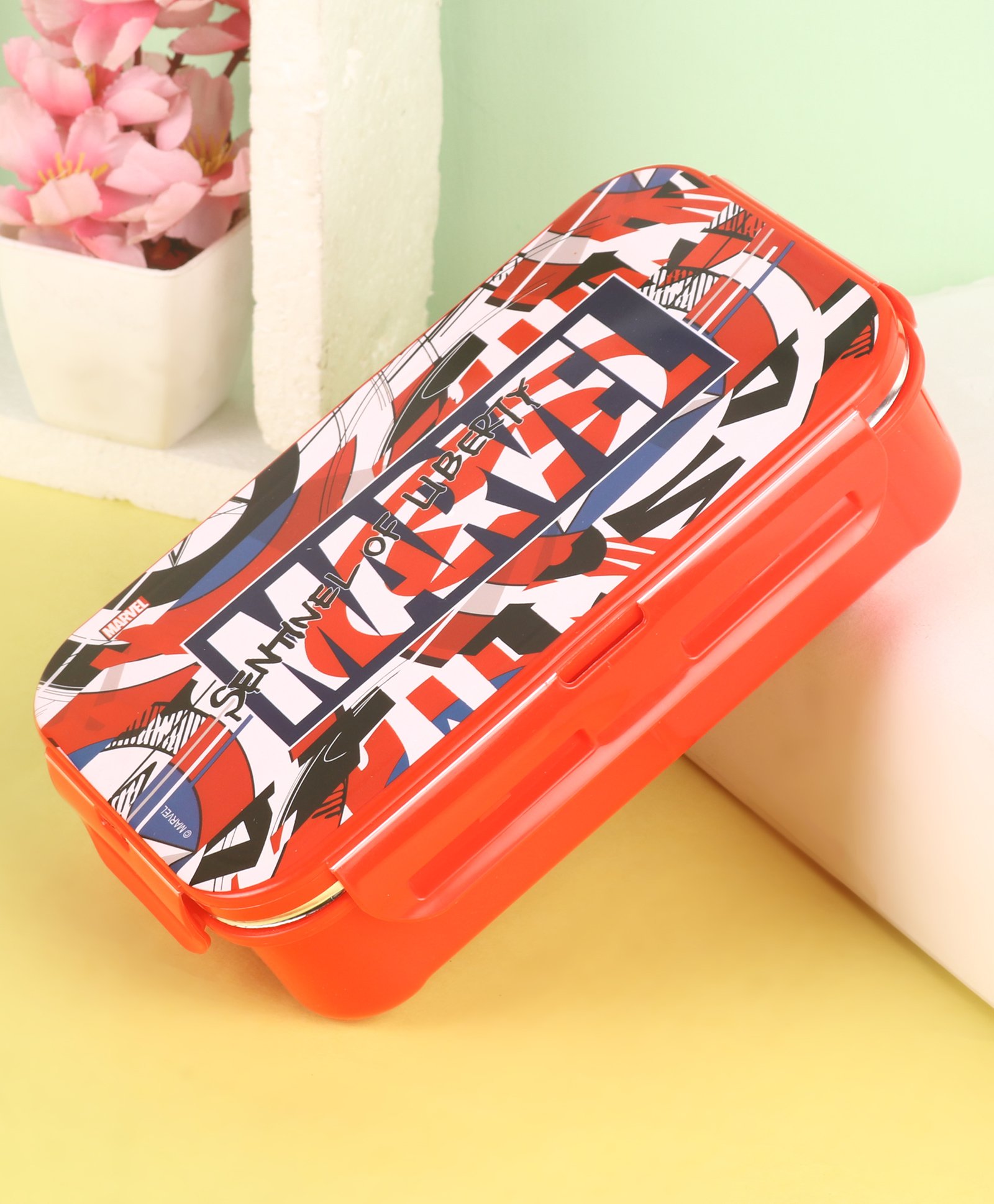 Marvel Insulated Steel Lunch Box with Spoon (Color and Print May Vary)-image-1