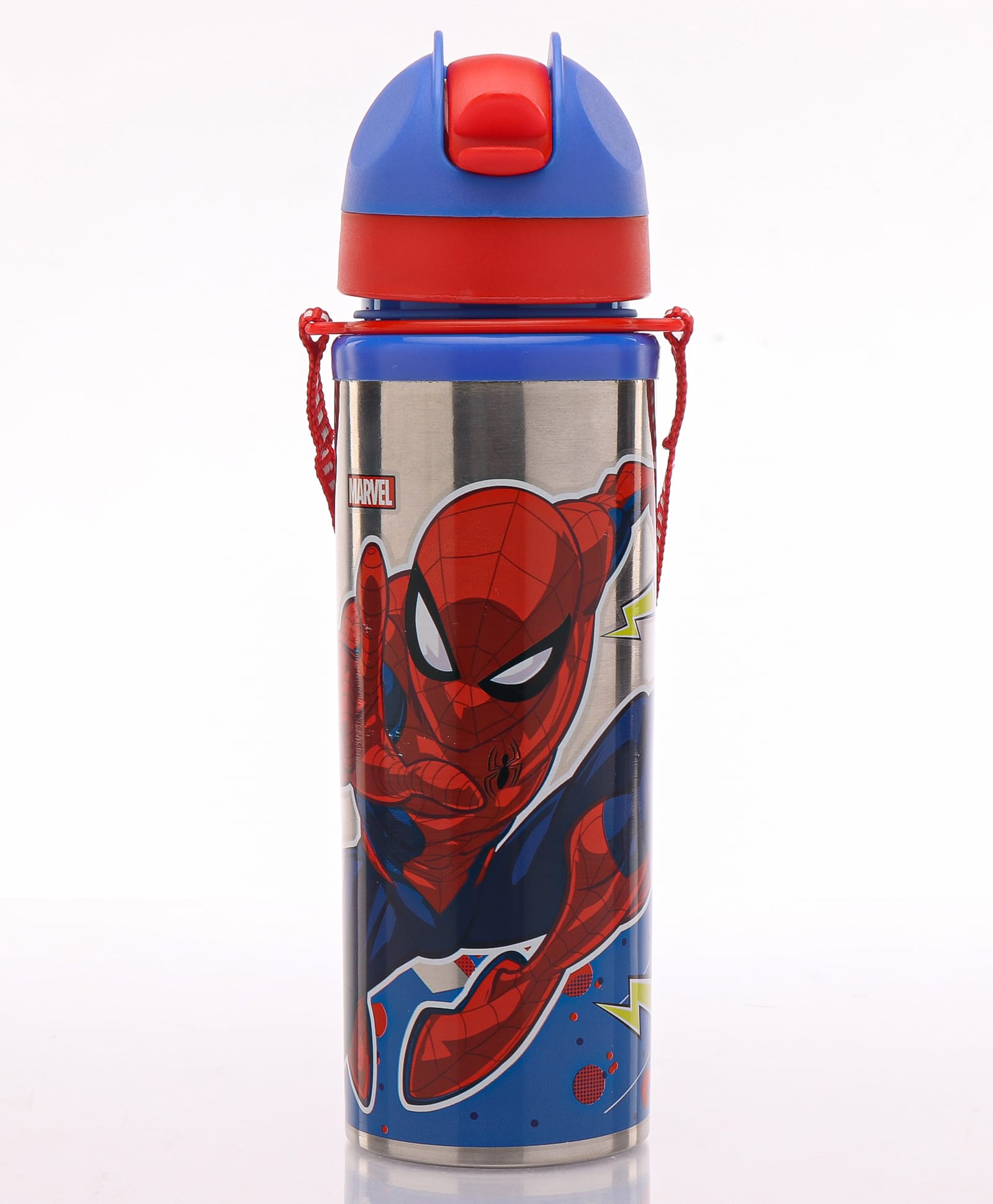 Spider Man Steel Water Bottle With Pop-up Straw Red & Blue -650 ml-image-48