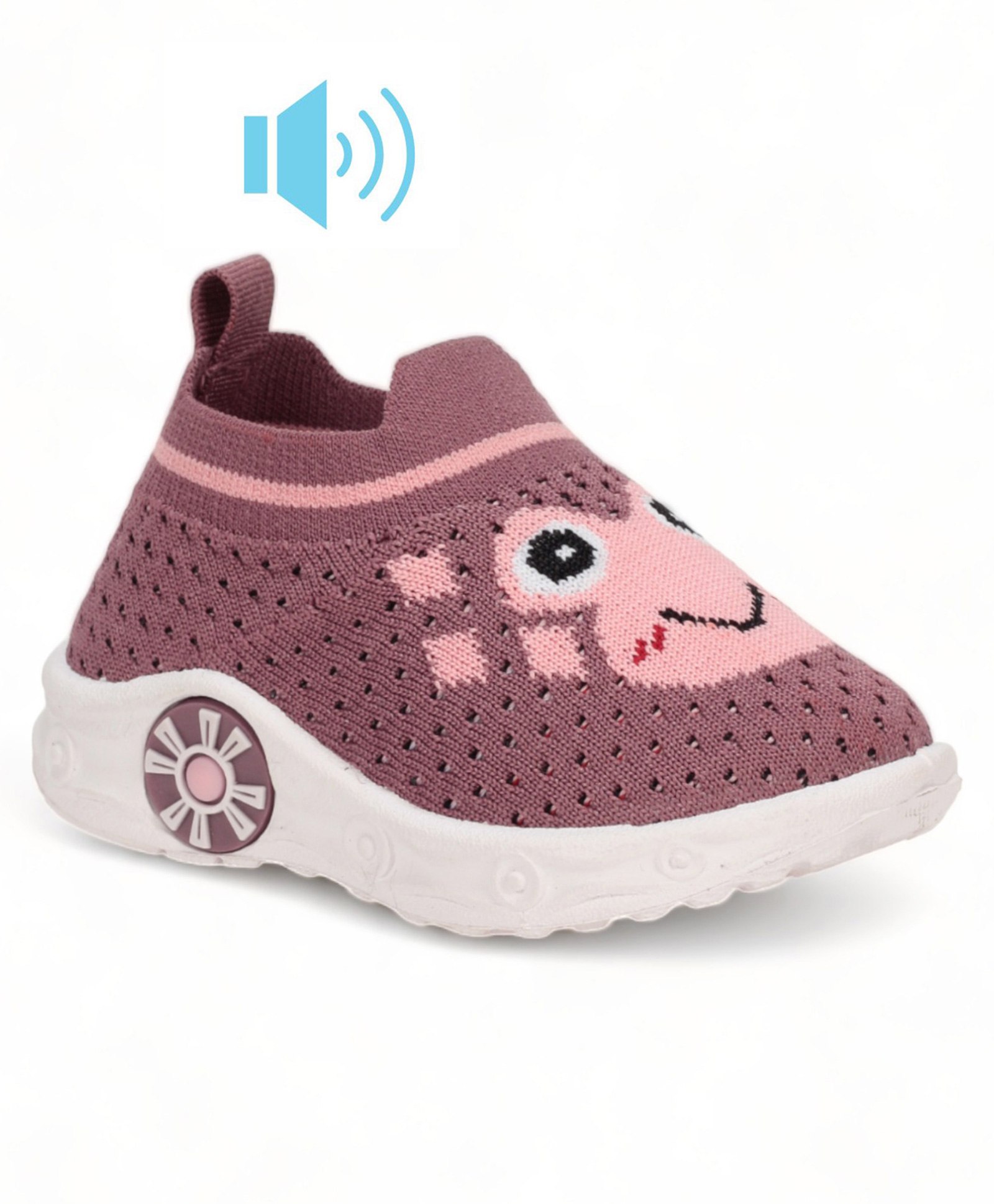 Lil Lollipop Animal Face & MeshDetailed Slip On Musical Shoes - Mauve-picture-13