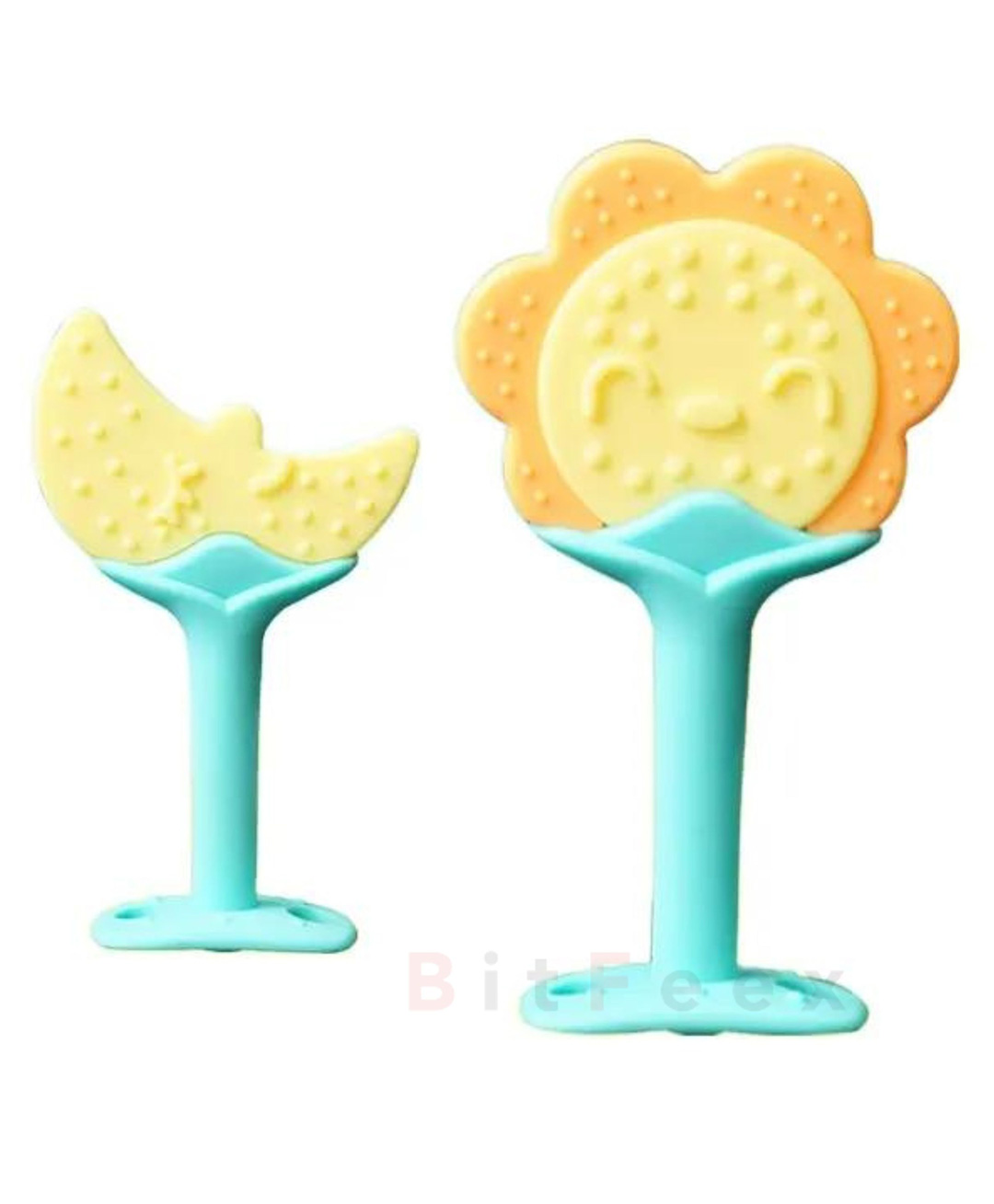 BitFeex Silicone Teether Sun-Moon Shaped 100 % Silicone Teether (Yellow-Pack of 2Pcs)-picture-26