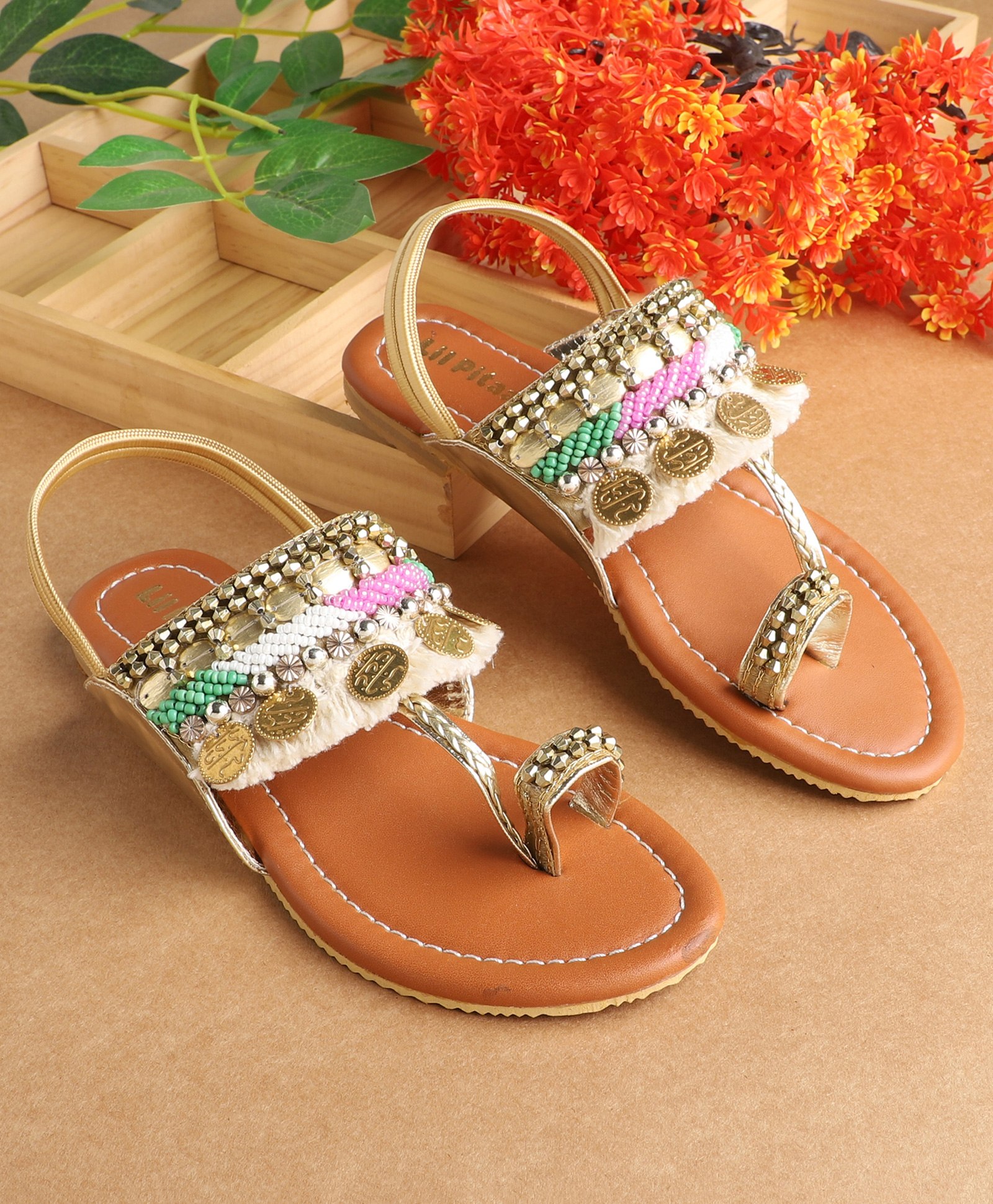 LIL PITAARA Girls Kolhapuri Footwear- Tan-picture-25