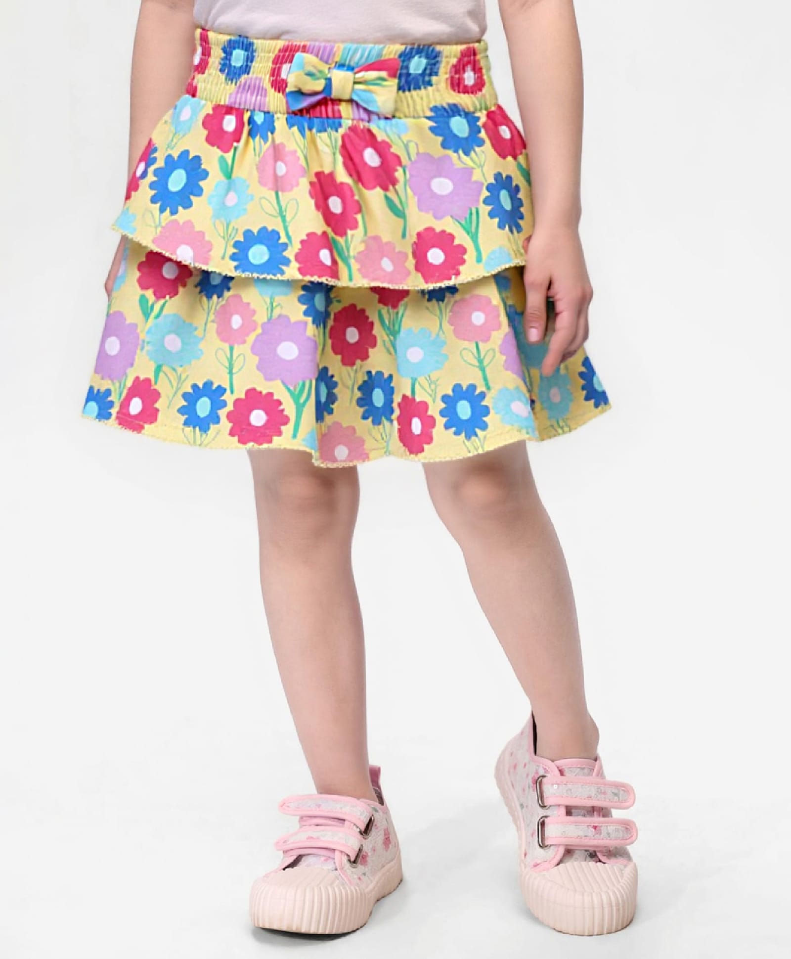 Babyhug Single Jersey KnitSkirts Floral Printwith Bow Applique- Yellow-picture-15